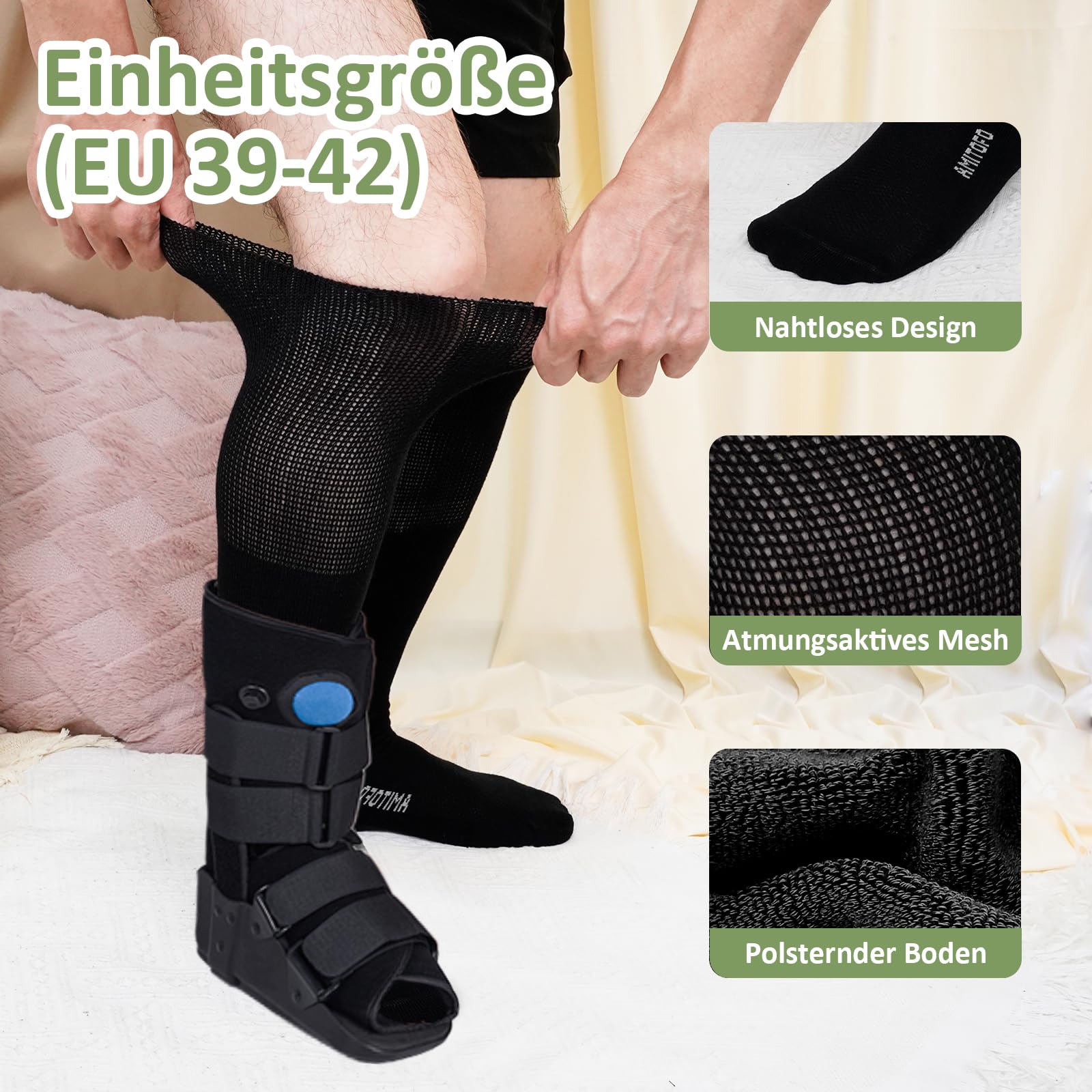 ZAKASA Diabetiker Socken für Damen Herren: Bambus Extra Weite Diabetiker Socken mit Komfortbund Ohne Gummi Ohne Naht Kniestrümpfe für Geschwollene Füße Senioren 2 Paar