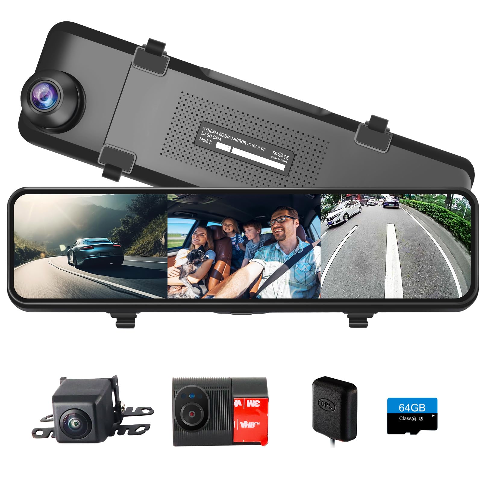 Amazon.co.jp: INSEETECH 4K 3カメラ ドライブレコーダーミラー型 前後 