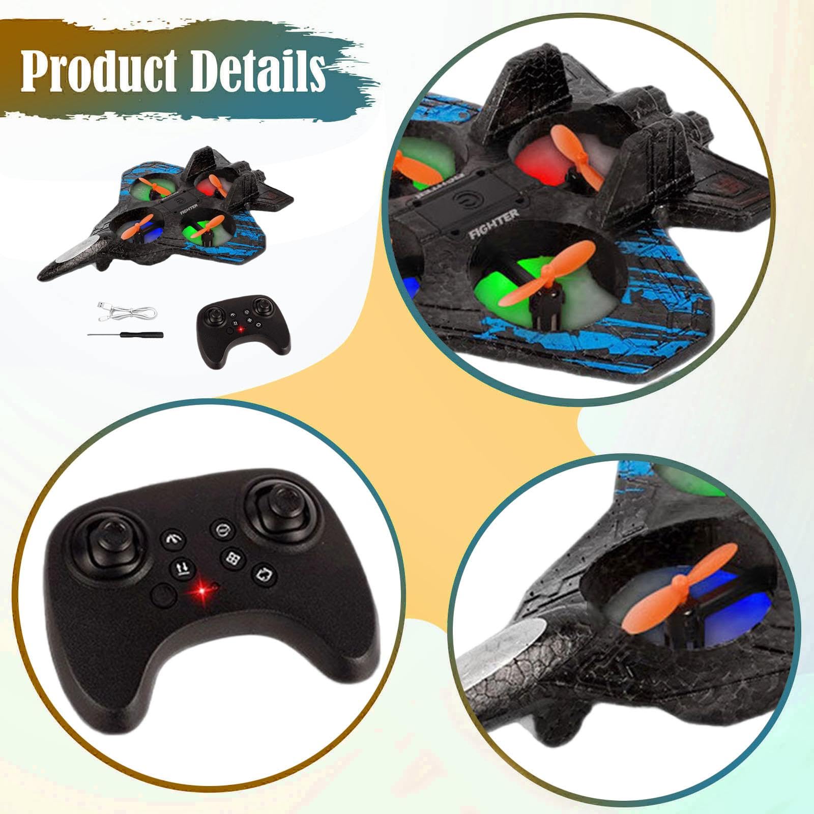Aereo Telecomandato, Quadricottero, Aereo RC, Facile da Controllare, Volo/Hovering, Acrobazie, Regalo di Compleanno per Ragazzi