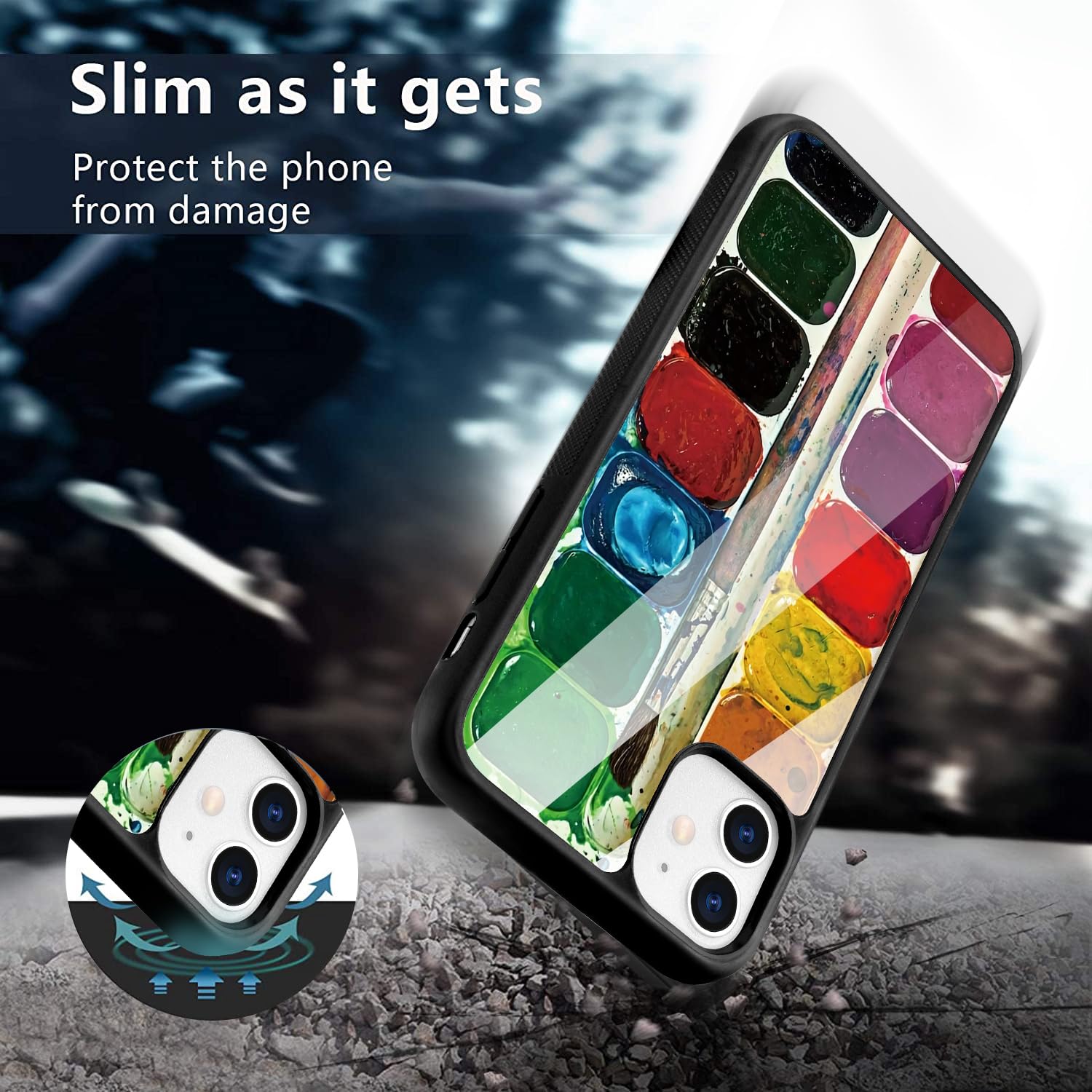 Schutzhülle für iPhone 13, Aquarell-Palette, TPU-Stoßdämpfer, Harte Rückseite, stoßfest, für Mädchen