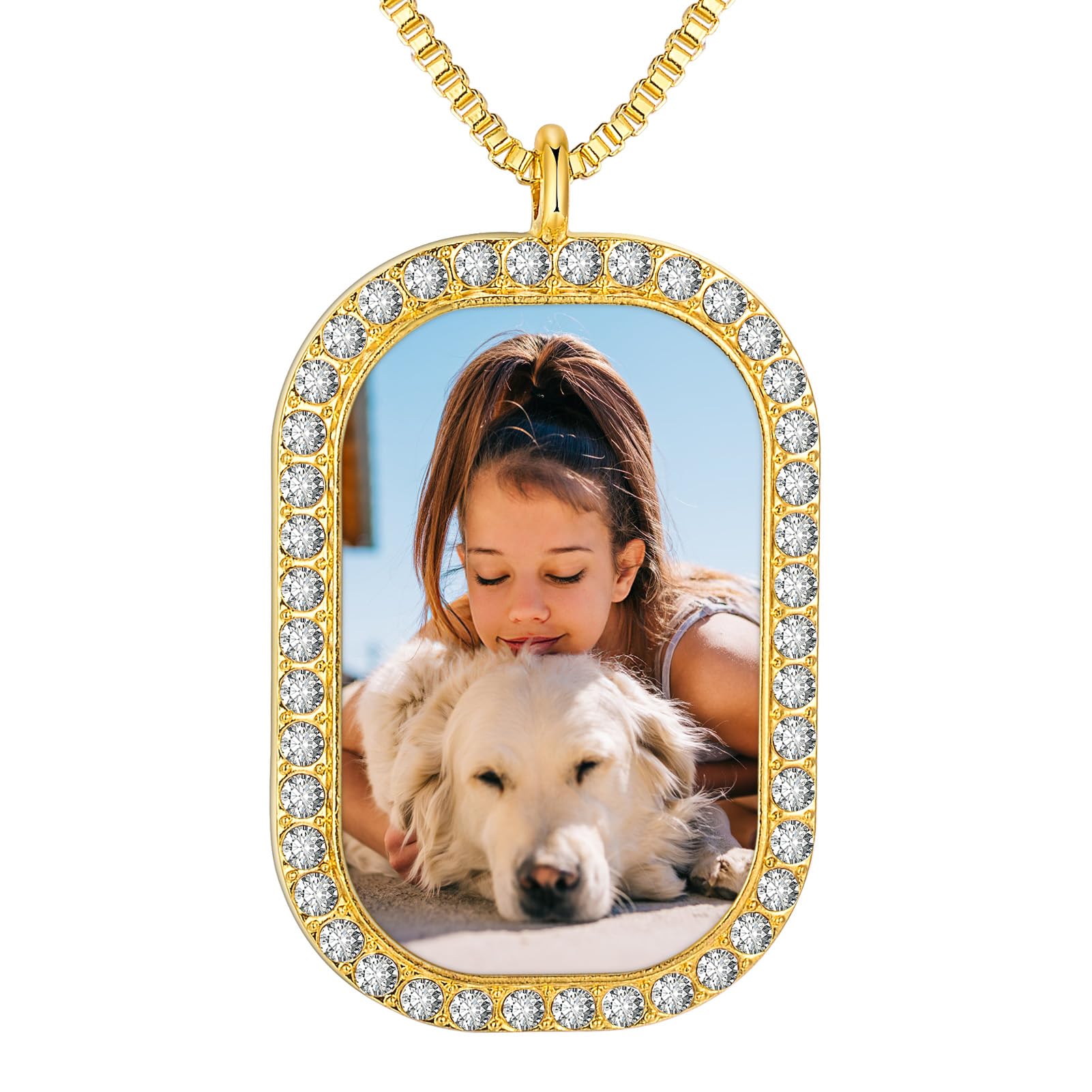 Custom Picture Necklace,Personalized Photo Necklace Memory Circle Chain with Angel Wings Pendant,Gift for Men Women