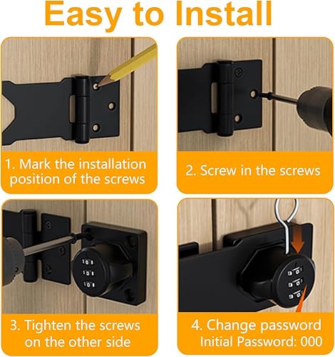Miniatura 7 de Bifold - Cerradura de puerta blanca de 3 dígitos con contraseña sin llave, cerradura de puerta de armario con cerradura deslizante de despensa,