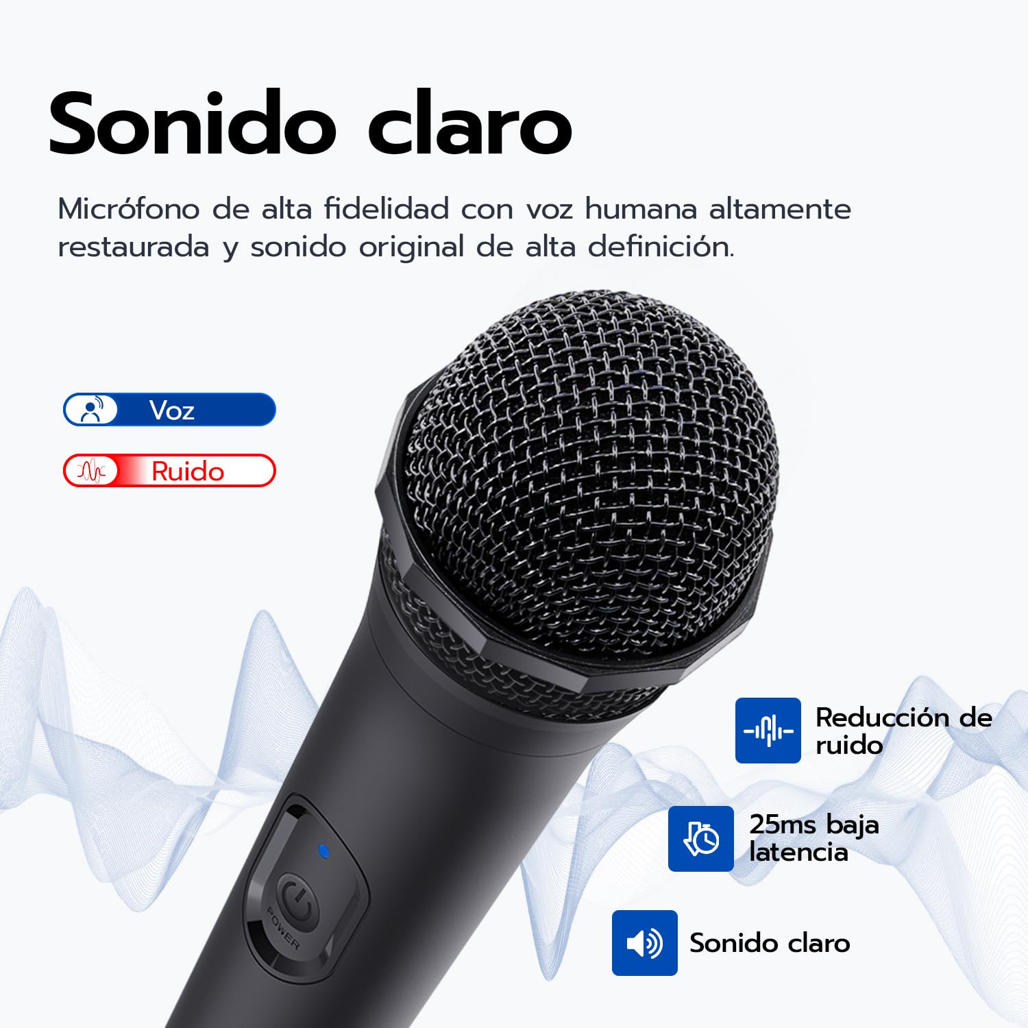 Mcbazel Micrófono inalámbrico para PS5/ PS4/Pro/ PS3/ PS2/ Xbox Series X|S/Xbox One X|S/Xbox One/ 360/Nintendo Switch/Switch OLED/Wii/WiiU/PC con Baja latencia 2 pièces