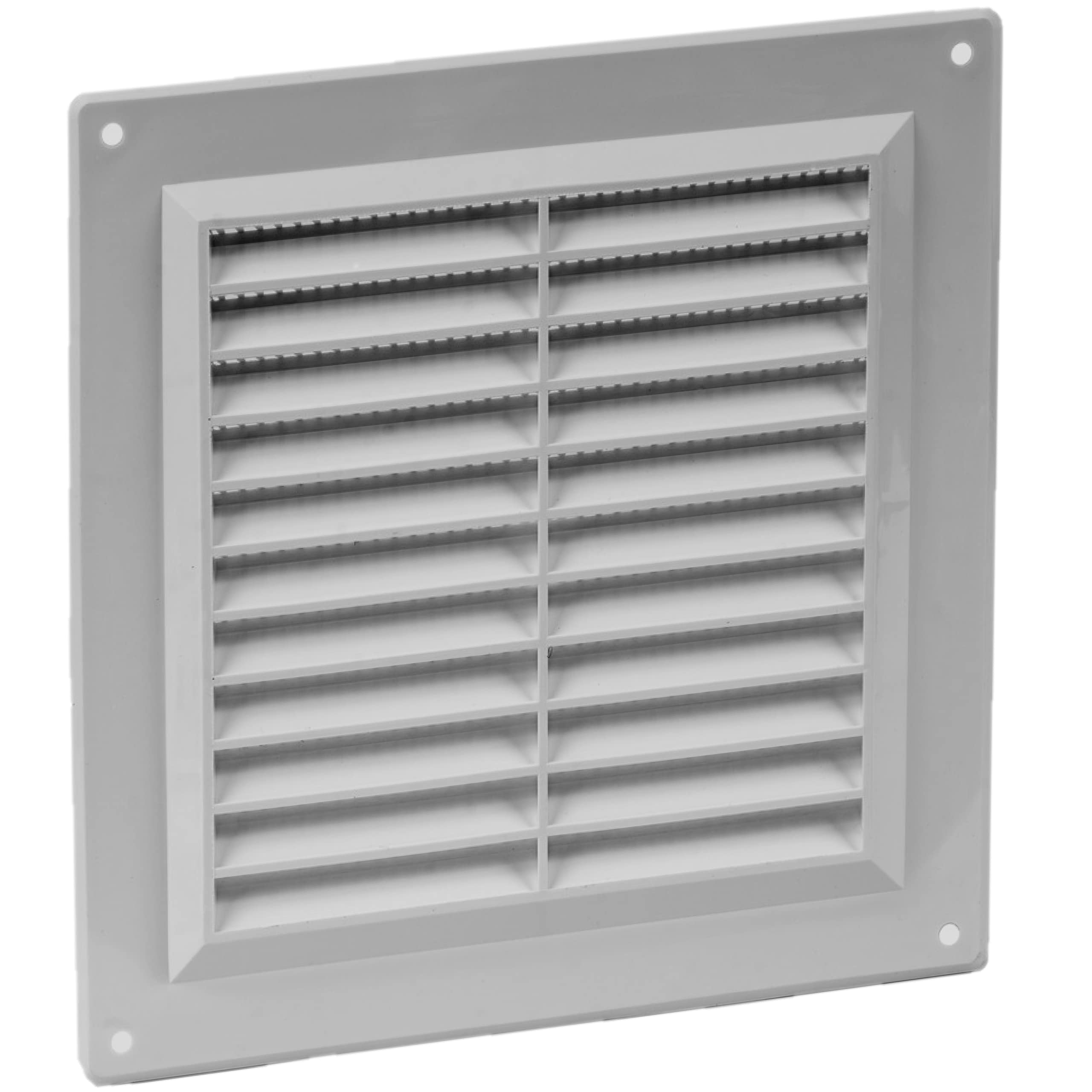 4" x 4" Inch White Vent Cover/Built-in Guard Screen - Square Air Return Grille/Plastic Vent Cover/Louvered Design/HVAC Ventilation Outer Dimensions: 6" x 6" Inch.