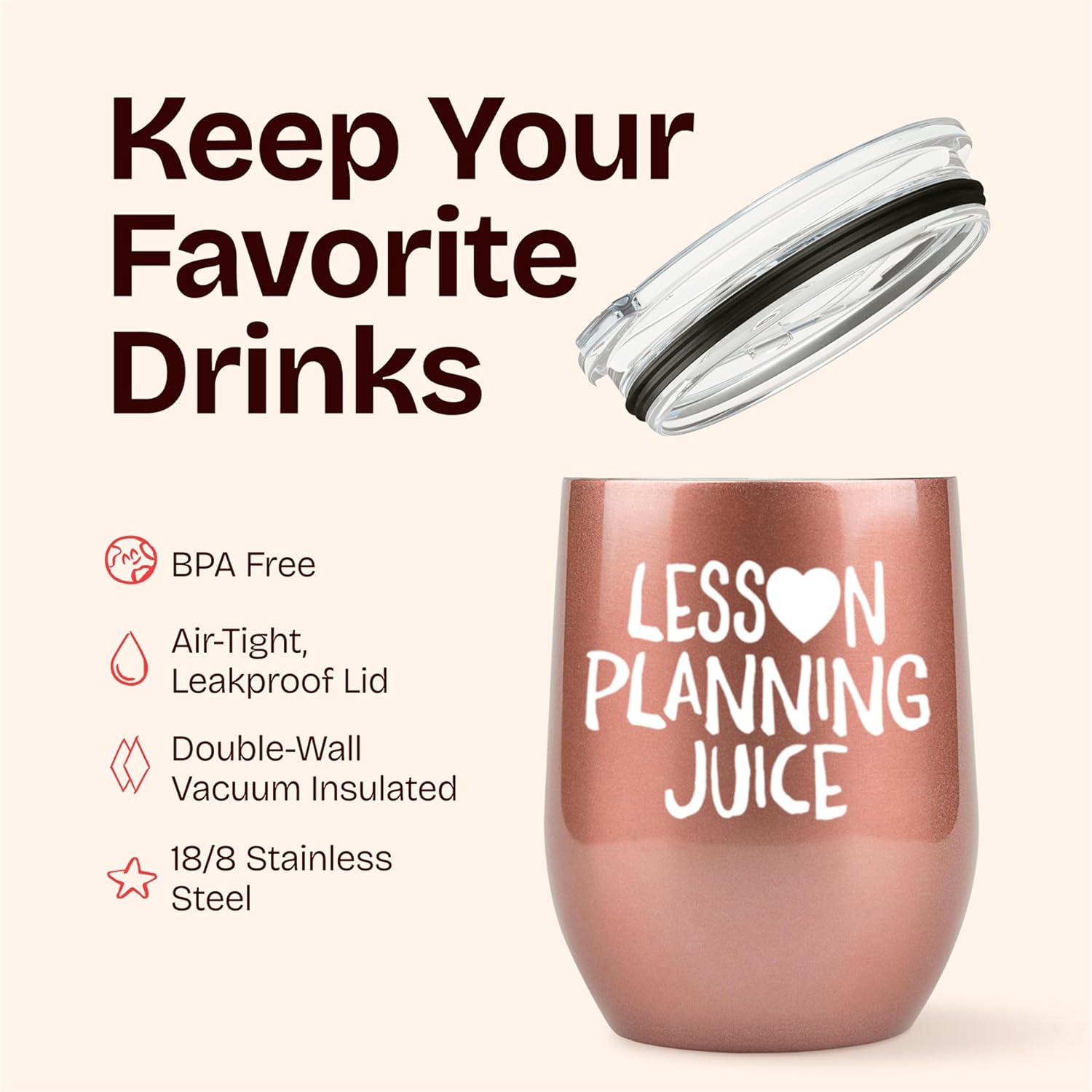 KLUBI Cute New Teacher Gift Wine Mug - Lesson Planning Juice Wine Tumbler 12oz with Lid and Straw - Birthday, College Graduation Gifts for Teachers, Student Teacher Congrats - Image 5