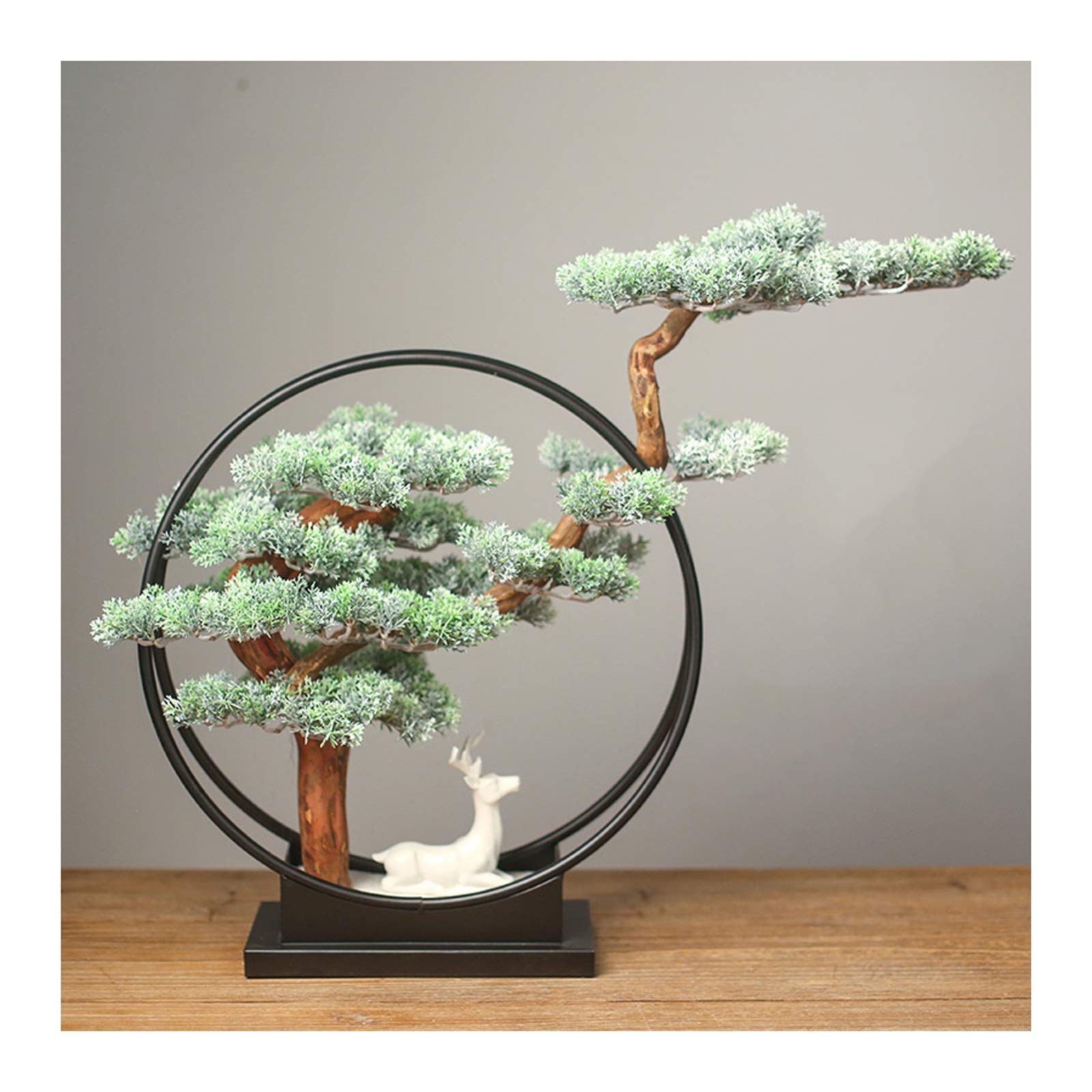 GTHTUHFD Artificial Bonsai Tree Faux Bonsai Tree Houseplant With Ceramic Deer Sculpture Home Office Decoration Ornaments Artificial Green Plants Zen Decoration Gifts Simulation Tr