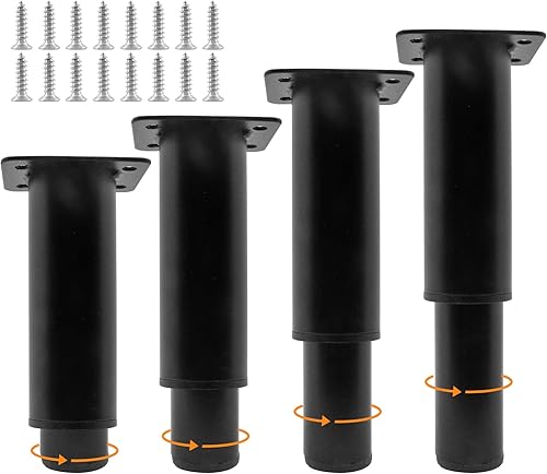 4 patas ajustables para muebles de 4.72 a 7.09 pulgadas, patas de metal para sofá, patas de gabinete, patas de soporte de altura ajustable para