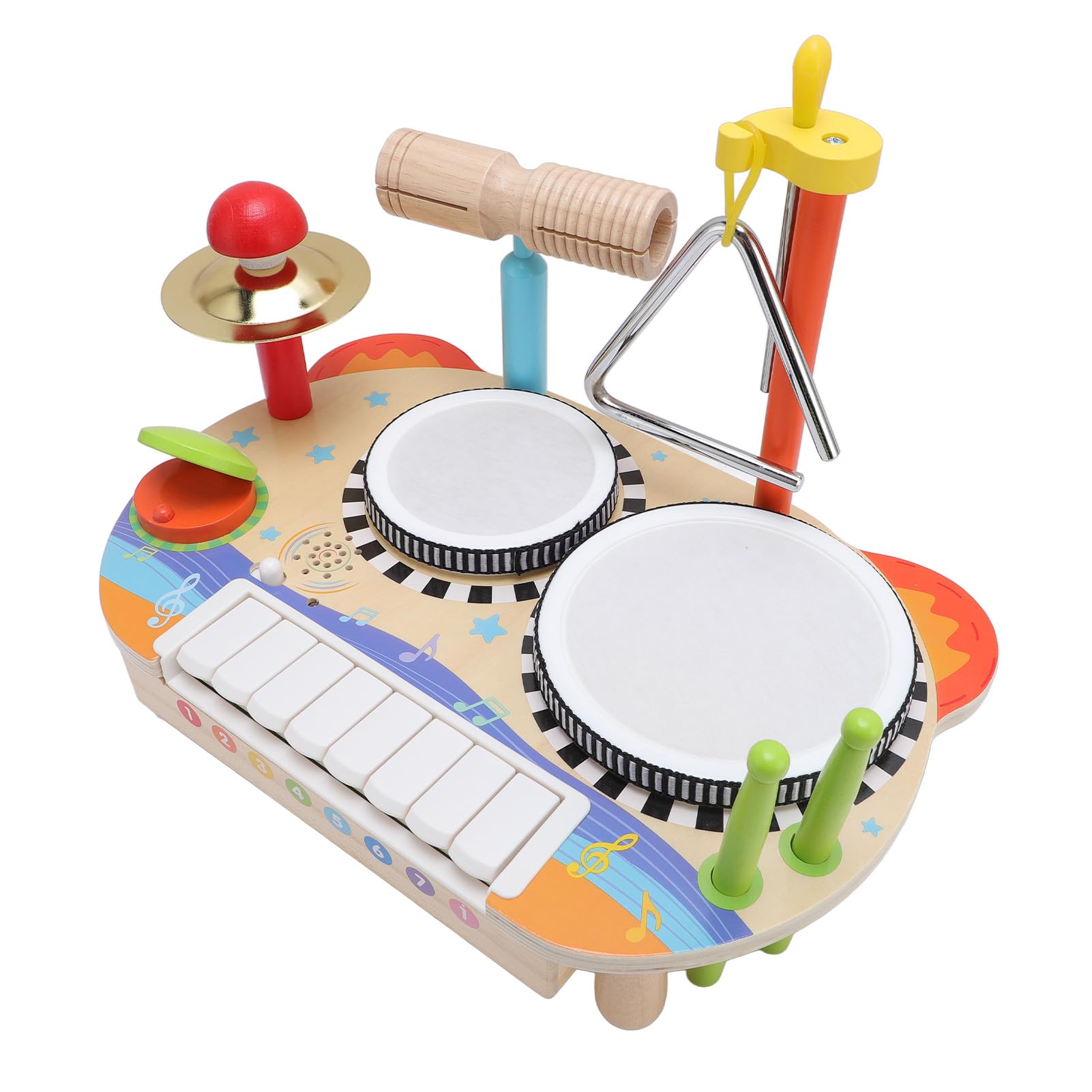 Diyeeni Instrumentos Musicales para Bebés para Niños Pequeños, Juguete de Percusión de Piano para Golpear Tambores Multifuncionales de Madera, Instrumento Musical Educativo de Aprendizaje Temprano