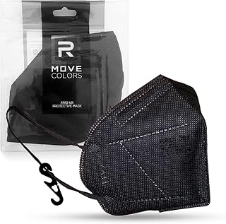 RMOVE Maske FFP2 SCHWARZ Einweg-Fachgerät Persönlicher Schutz, innen weiß, komfortabler elastischer er Erwachsener mit Hak...