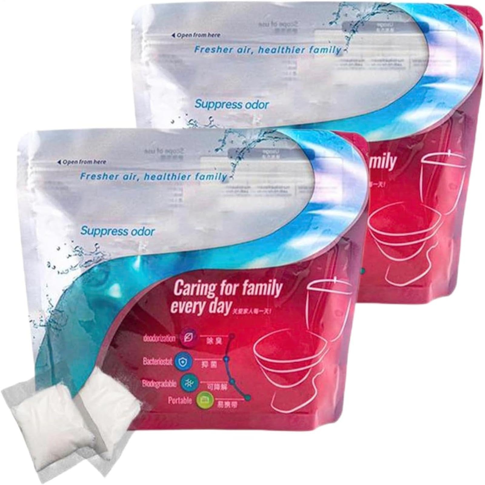 60 Pack WC Chimique Portable | Gels Absorbants Pour Toilettes Portables | Poudre Absorbante Pour Urine | Solidifiant Liquide Avec Neutralisateur D'odeurs Pour Voyage, Randonnée, Camping