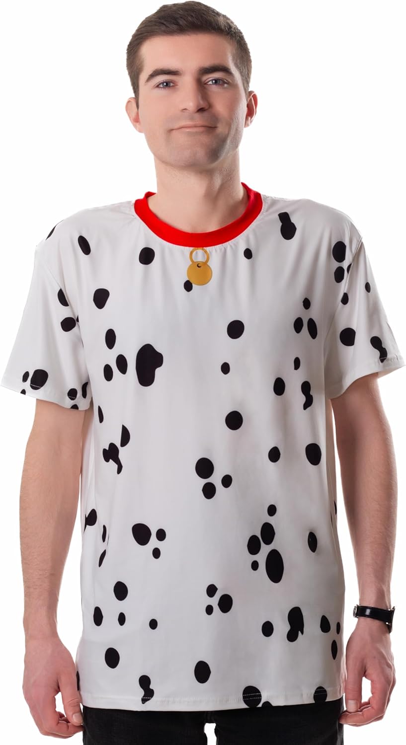 Adult Mens Dalmatian Collar Shirt - Men Women Teens Cow Tshirt Animal Cosplay Halloween Costumes - Image 2