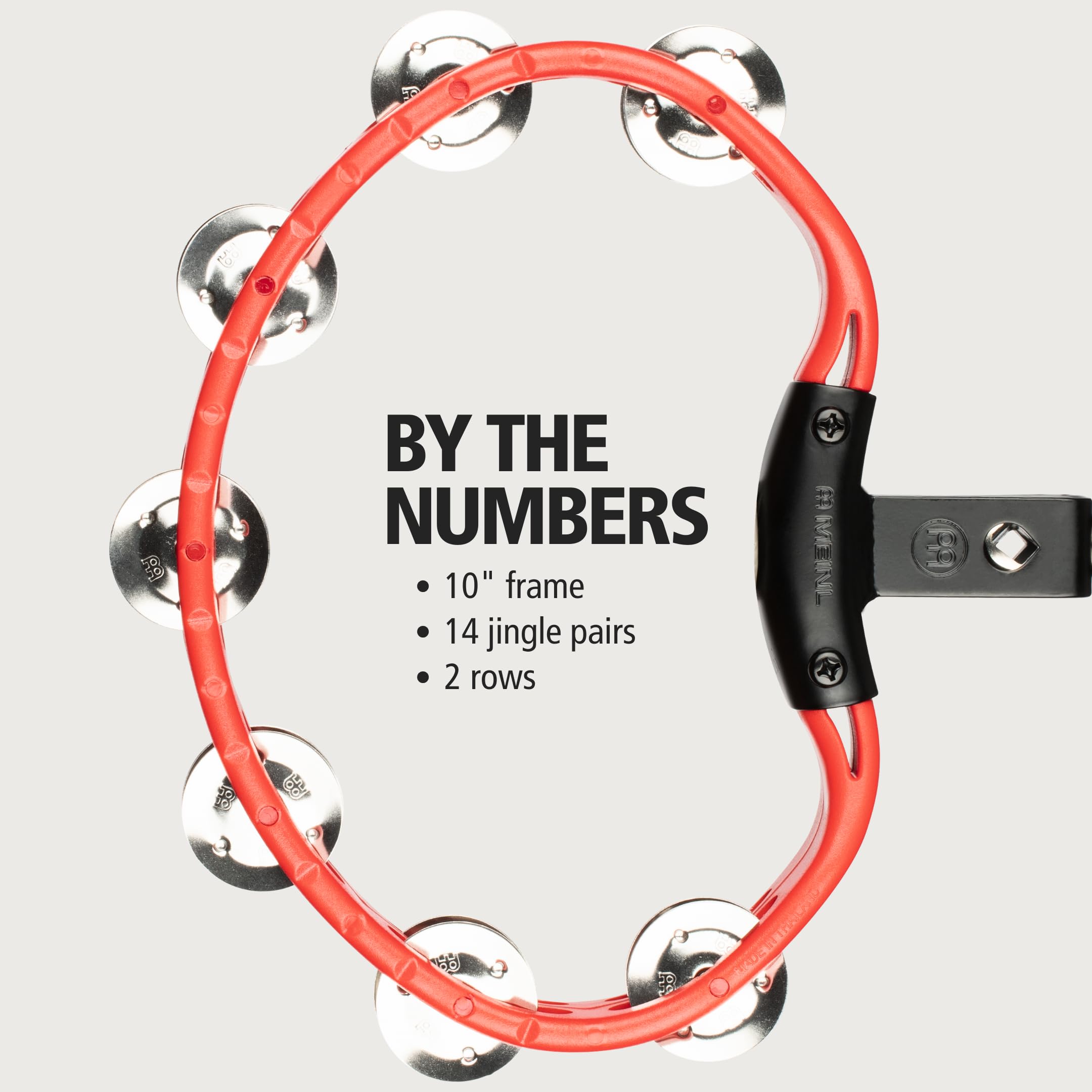 Meinl Percussion Headliner Mountable ABS Tambourine, Rot (HTMT2R) | Tamburin mit 2 Reihen Jingles, mit Halterung, ABS Kunststoff und Stahl