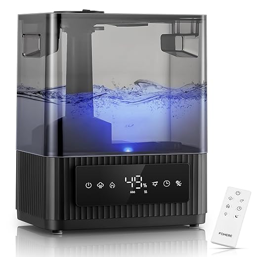 FOHERE Smart Humidifier for Bedroom, 6L Quiet Warm Cool Mist Humidifier with 60H Runtime, Aroma Diffuser, Sleep Mode, 12H Timer, Ultrasonic Top Fill Humidifiers for Home, Baby, Plants, Office