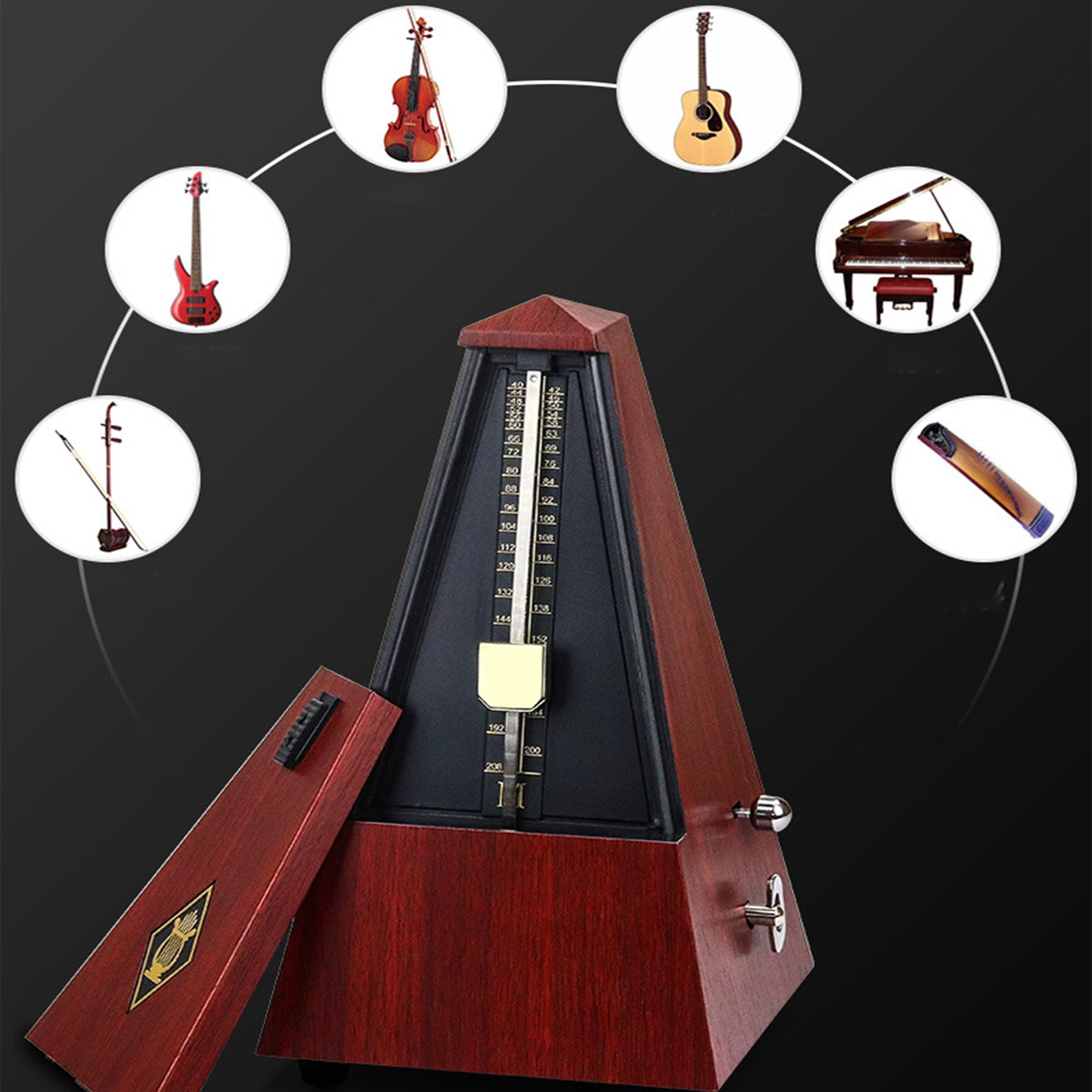 YUEMING Metrónomo mecánico universal, metrónomo con campana acentuada con campana de acento, metrónomo bajo con alto, reloj preciso para piano, guitarra, batería, saxofón, etc