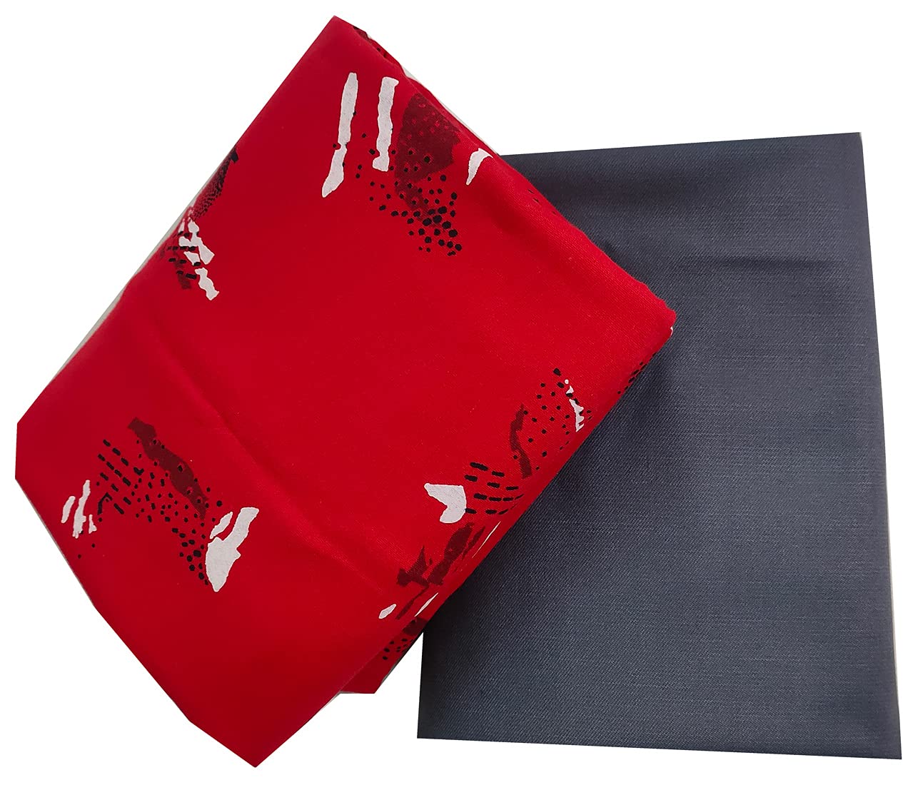 Men's Poly Cotton Shirt And Trouser Unstitched Fabrics Set (Red_Freesize)-image-8