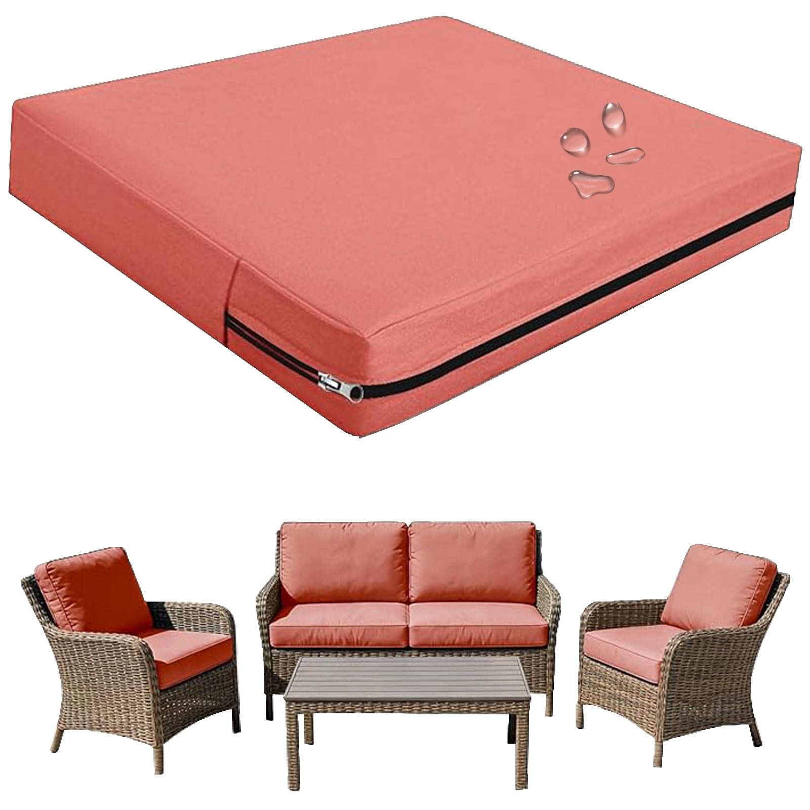 seokor Replacement Outdoor Cushion Covers Waterproof, 65x65 60x60 50x50cm set of 6/4/2/1 Garden Sofa Seat Cushion Slipcover With Zipper for Chairs, Patio and Rattan furniture(Color13,50x50x5cm(1pc))