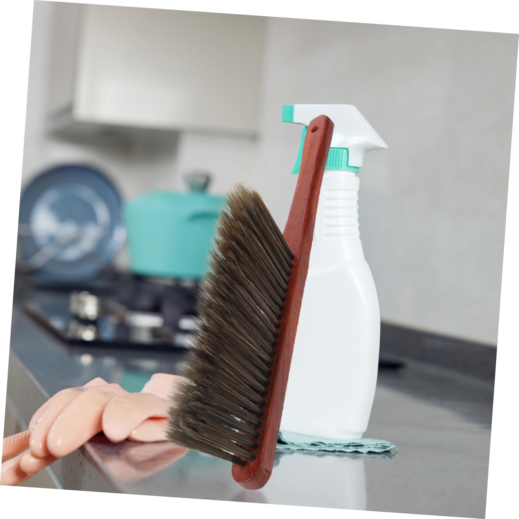 OKUMEYR Hand Broom Brush for Bed Cleaning Soft Bristles Handle Multi Purpose Cleaning Tool for Home Use for Floors