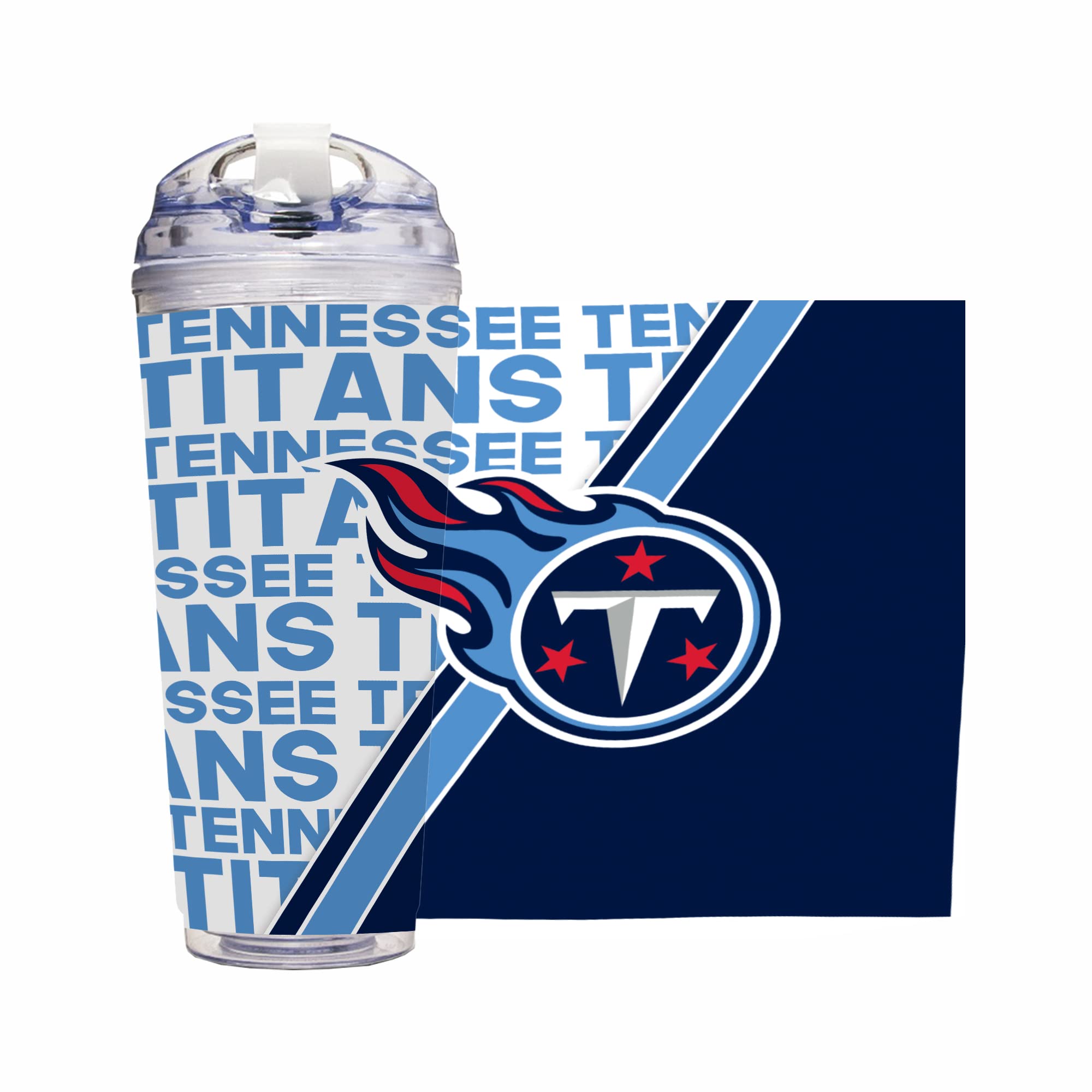 Rico Industries NFL Football 24oz Acrylic Tumbler with Hinged Lid, Officially Licensed Double Wall Tumbler for NFL Fans