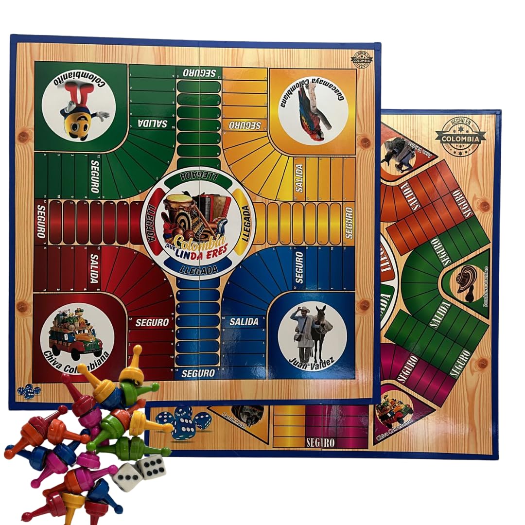 PARQUES MAGNETICO Colombiano-50 x 50 cm-Plegable- Doble Cara - de 4 y 6 jugadores - Colombian Parques Board Game, Parcheesi Board Game, Parchis, Ludo - Colombia - Adult Game