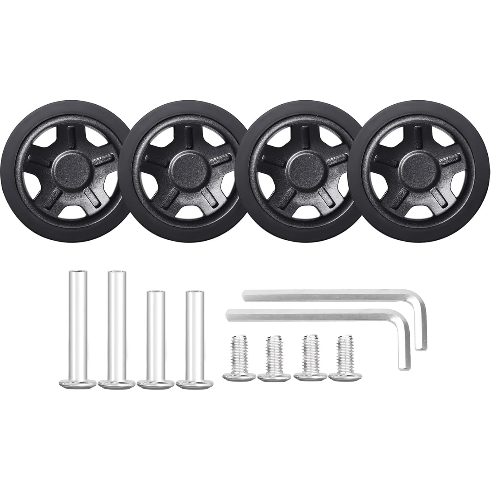 Luggage Suitcase Replacement Wheels Luggage Replacement Wheels Diameter 1 7/8 inch Wear-Resistant Mute Suitcase Rubber Swivel Caster Wheels Repair Kits 4 Wheels (50mm*10mm)