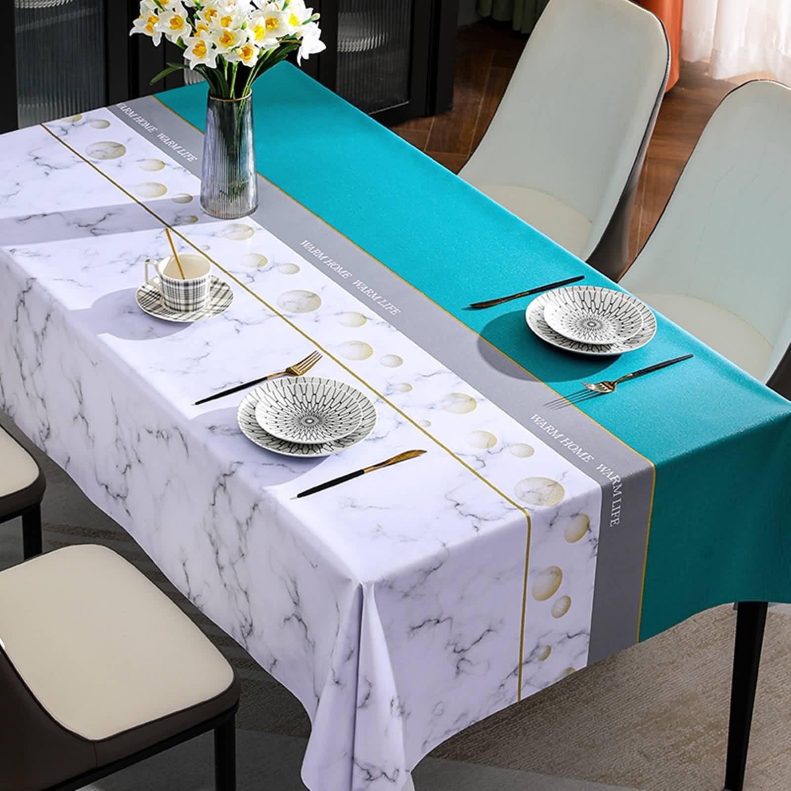 Nappe imperméable 140x180 cm anti tache en PVC effet marbre