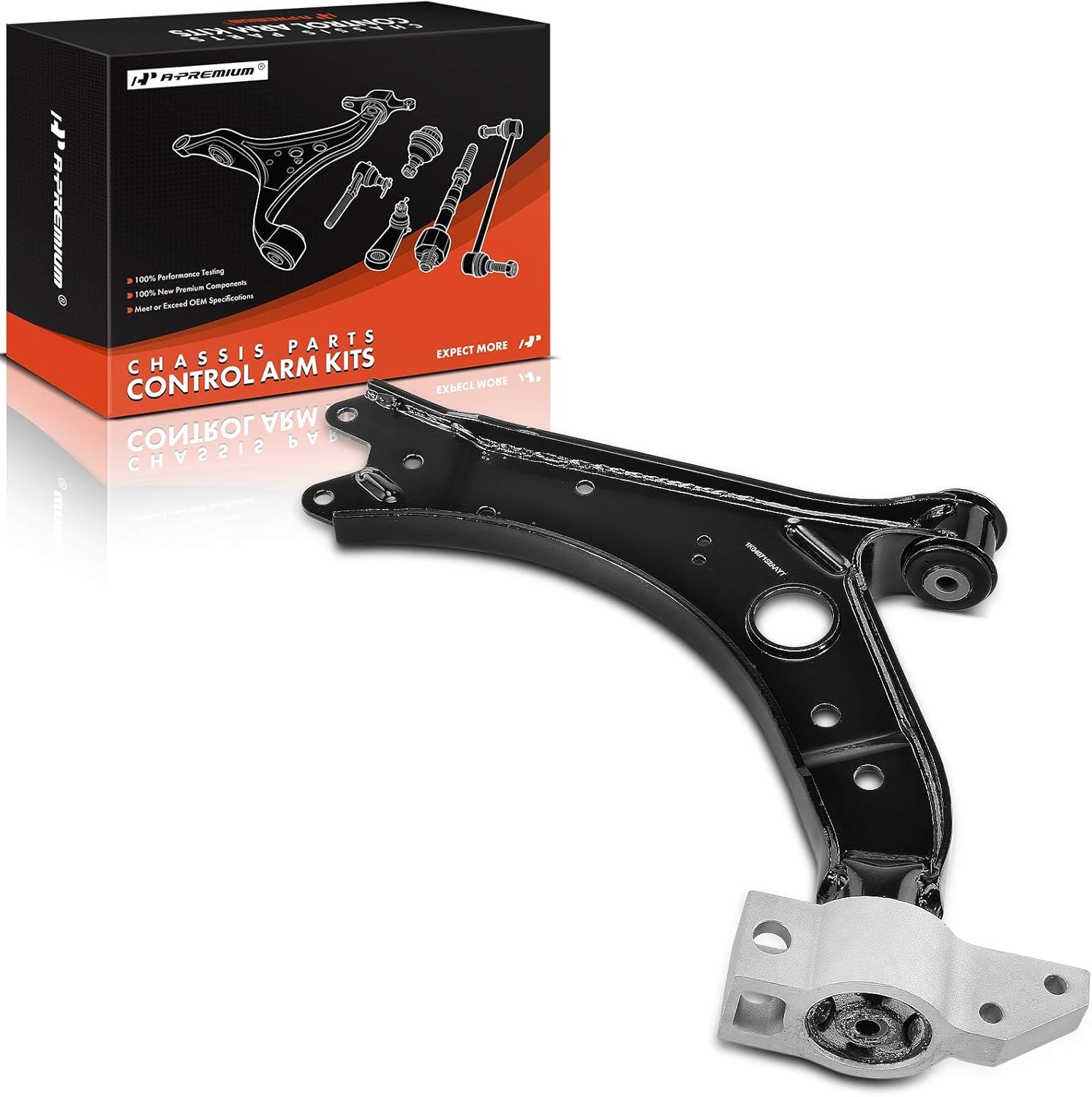 A-Premium Front Right Lower Control Arm with Bushing, Compatible with Volkswage Jetta 2005-2014, Golf 2011-2015, Eos 2010-2016, GTI 2006-2013, Rabbit 2006-2009, Audi A3 2006-2013, A3 Quattro 2007-2009