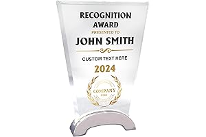 Premium 7 1/2" Personalized Glass Plaque: Elevate Your Awards and Trophies