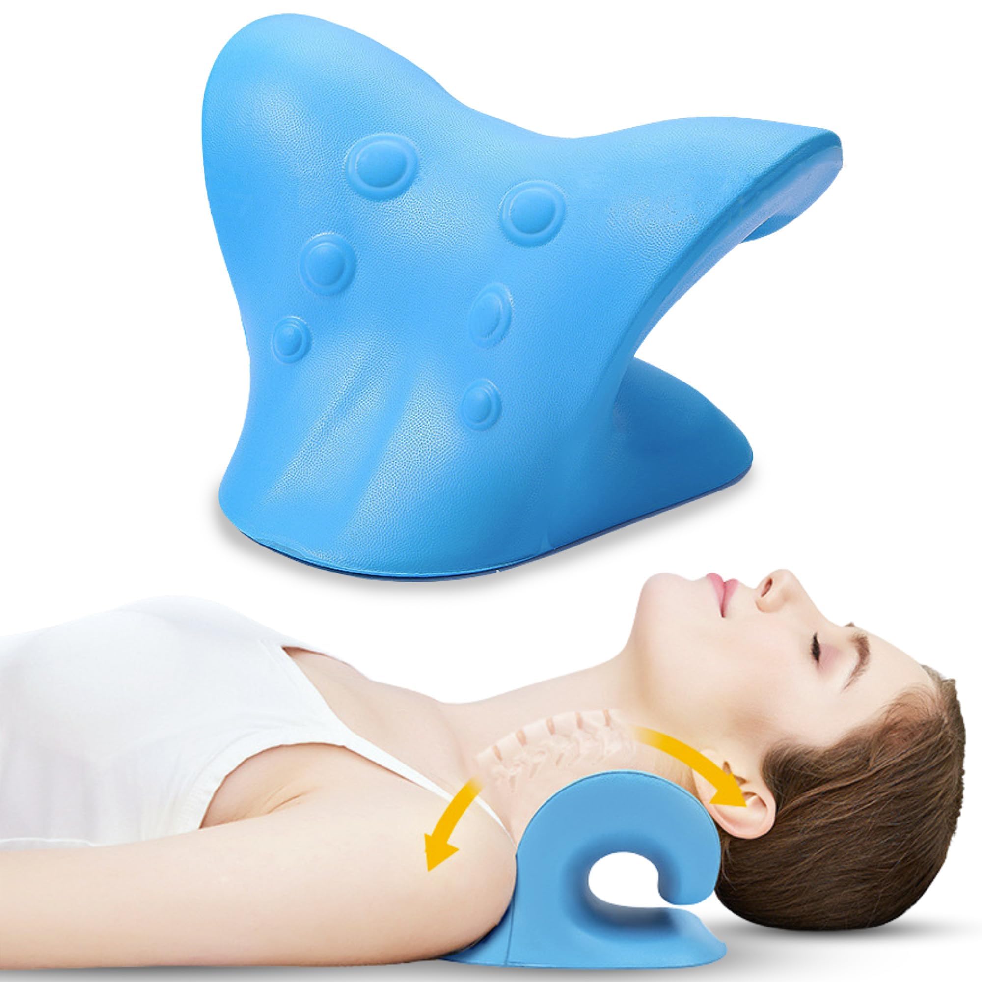 Relajador de cuello y cervicales. Alivio del dolor. Almohada quiropráctica relajante de tracción cervical. Uso: apoyar, relajar, estirar y traccionar cuello y hombros. Neck Cloud. Fabricada en EVA