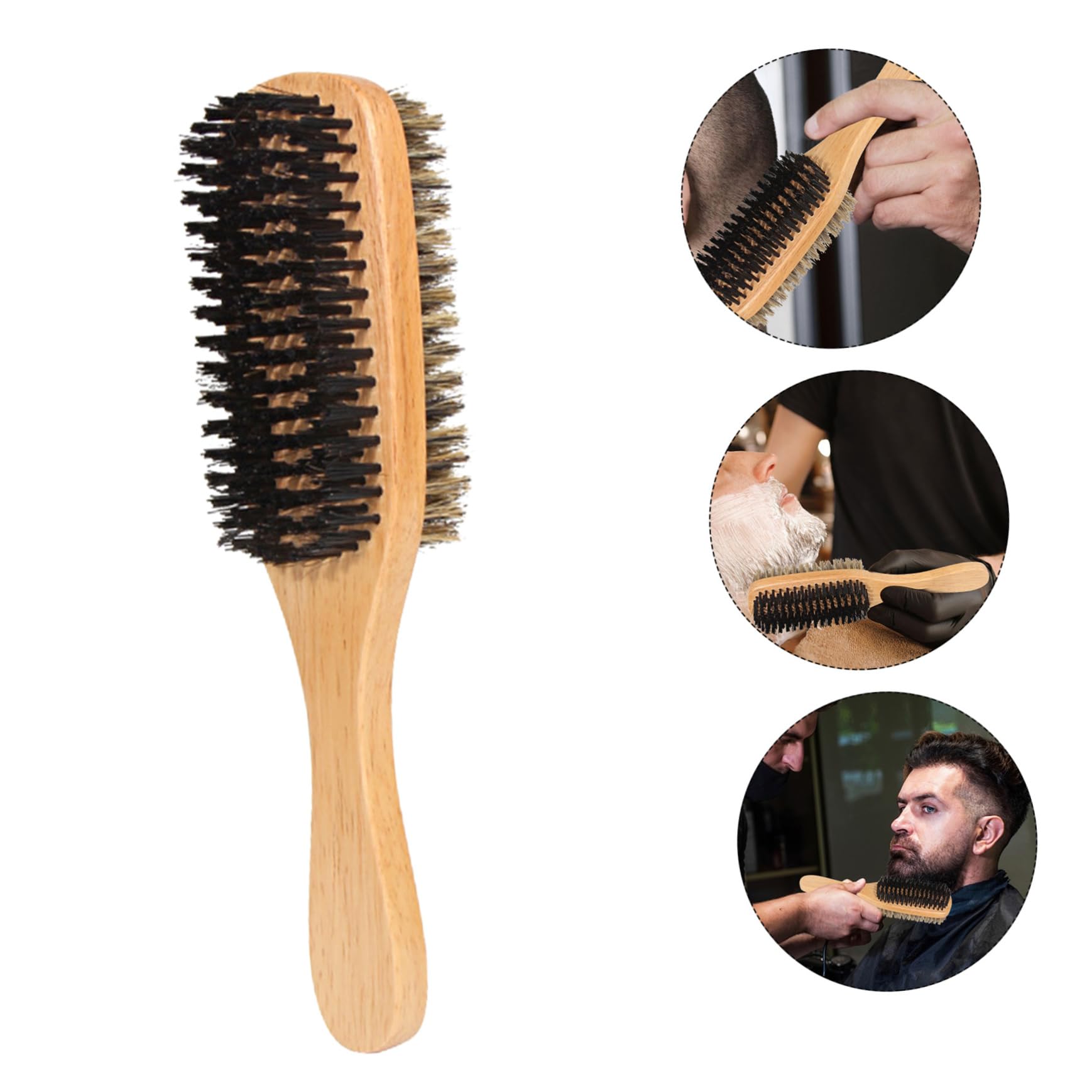 FRCOLOR Beard Brush for Men Double-sided Bristle Nylon Shaving Brush Hair Barber Tool Beard Accessories
