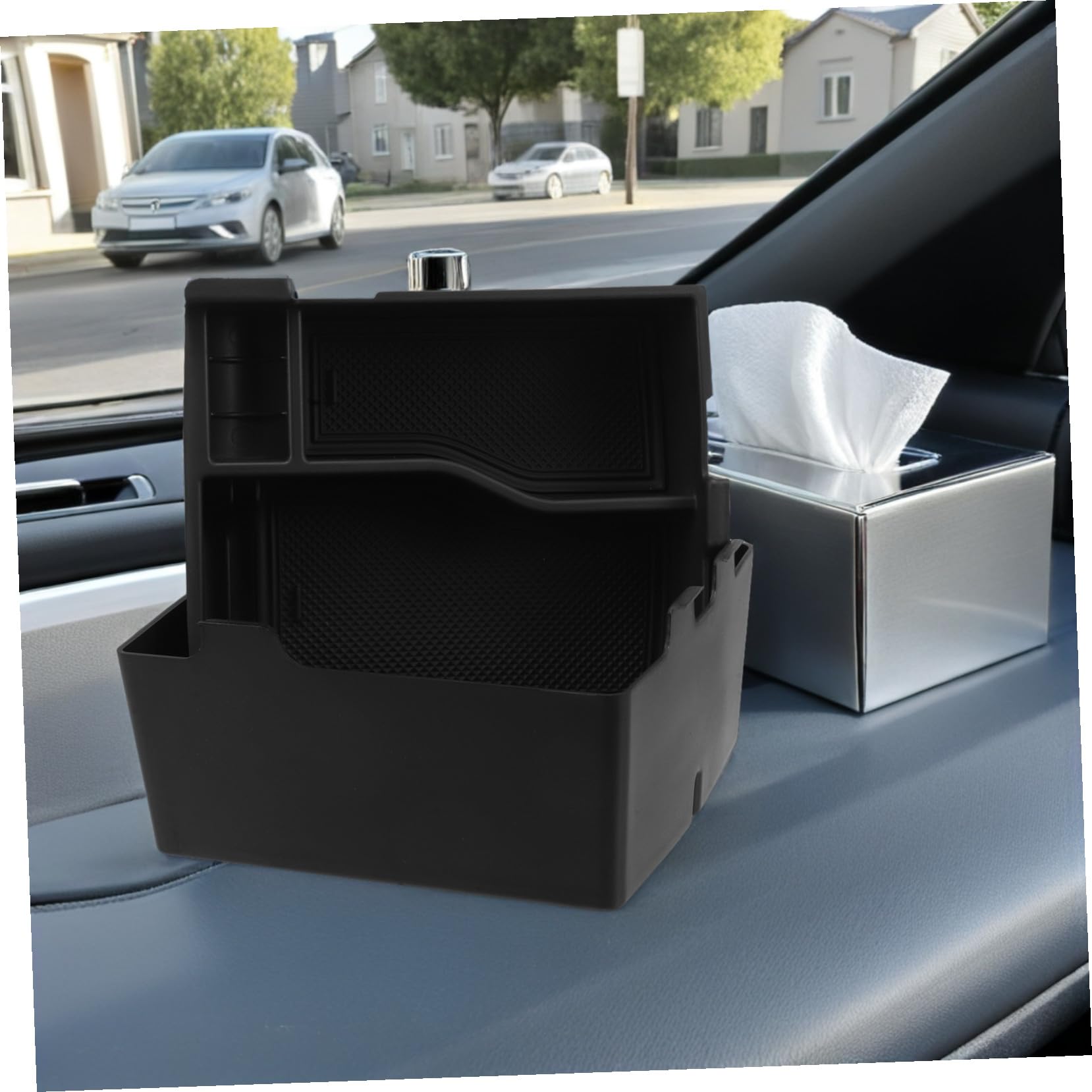 Organizer Box per Bracciolo Auto Compatibile con 22+ Modelli Doppio Livello in Abs Resistente Vassoio Portaoggetti Consolle Centrale per Viaggi e Commuting Contenitore