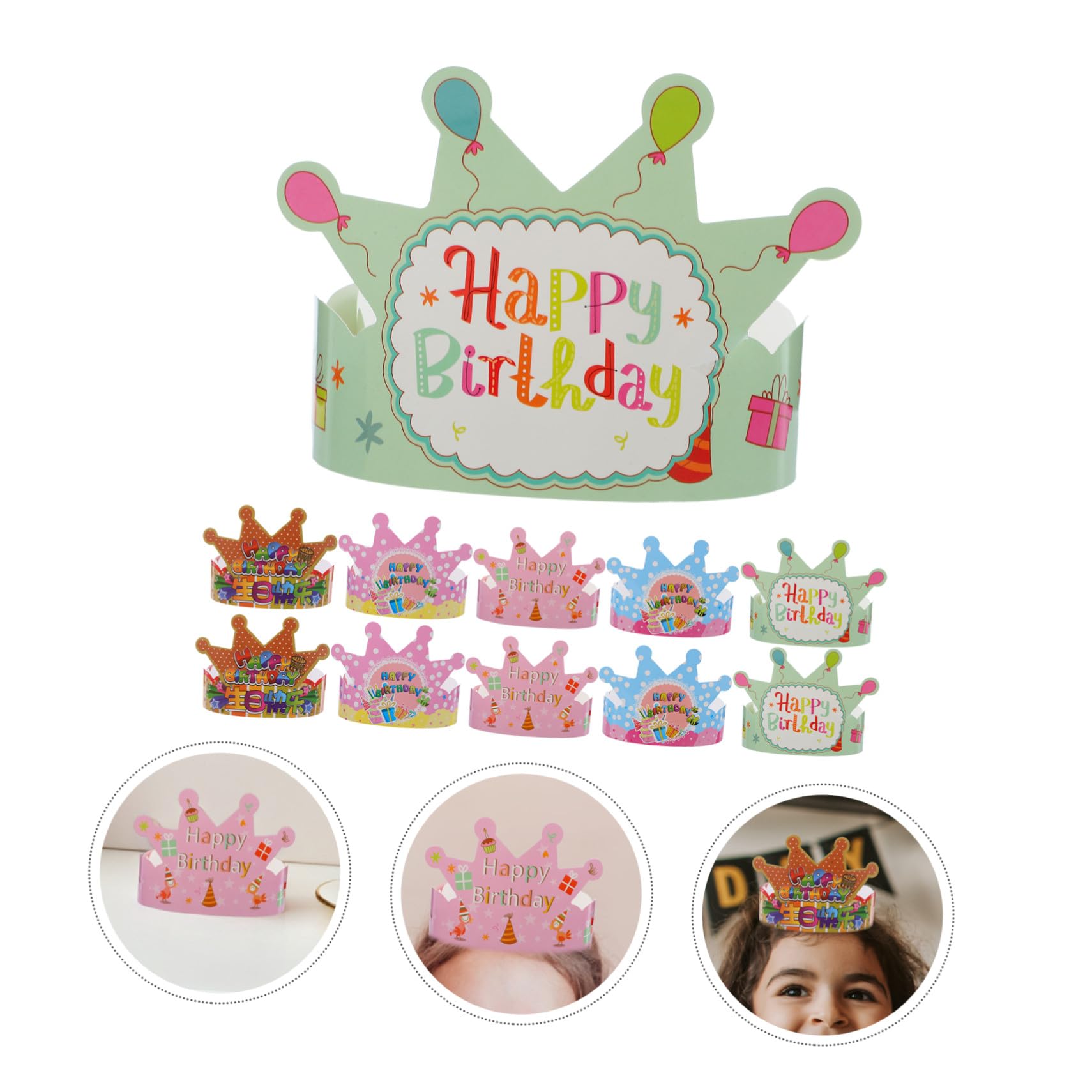 100 Stück Teiliges Geburtstag Papier Bunte Party Hüte für Jungen und Mädchen Leichtes Stabiles Material für Geburtstagsdeko und Festliche Anlässe