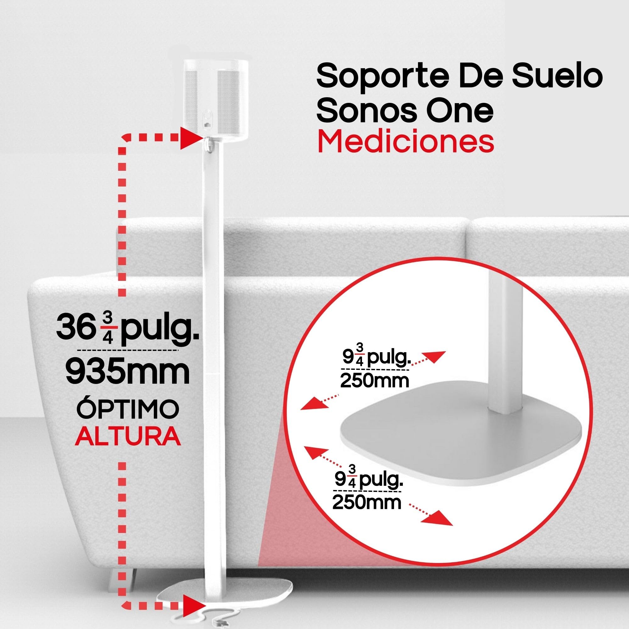 One / ERA100 - Soporte de Suelo (2 Unidades), Color Blanco | Compatible con Sonos One, Gen 2, Play:1, SL | Diseño a Prueba de Futuro también Compatible con ERA 100, diseñado por Sound Bass UK. Doble