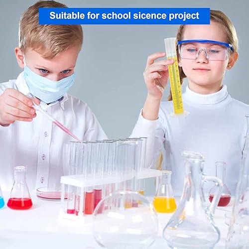 Miniatura 6 de Paquete de 10 cilindros graduados de plástico de 3.4 fl oz, cilindro de medición transparente, tubo de ensayo de laboratorio, 2 líneas de medición