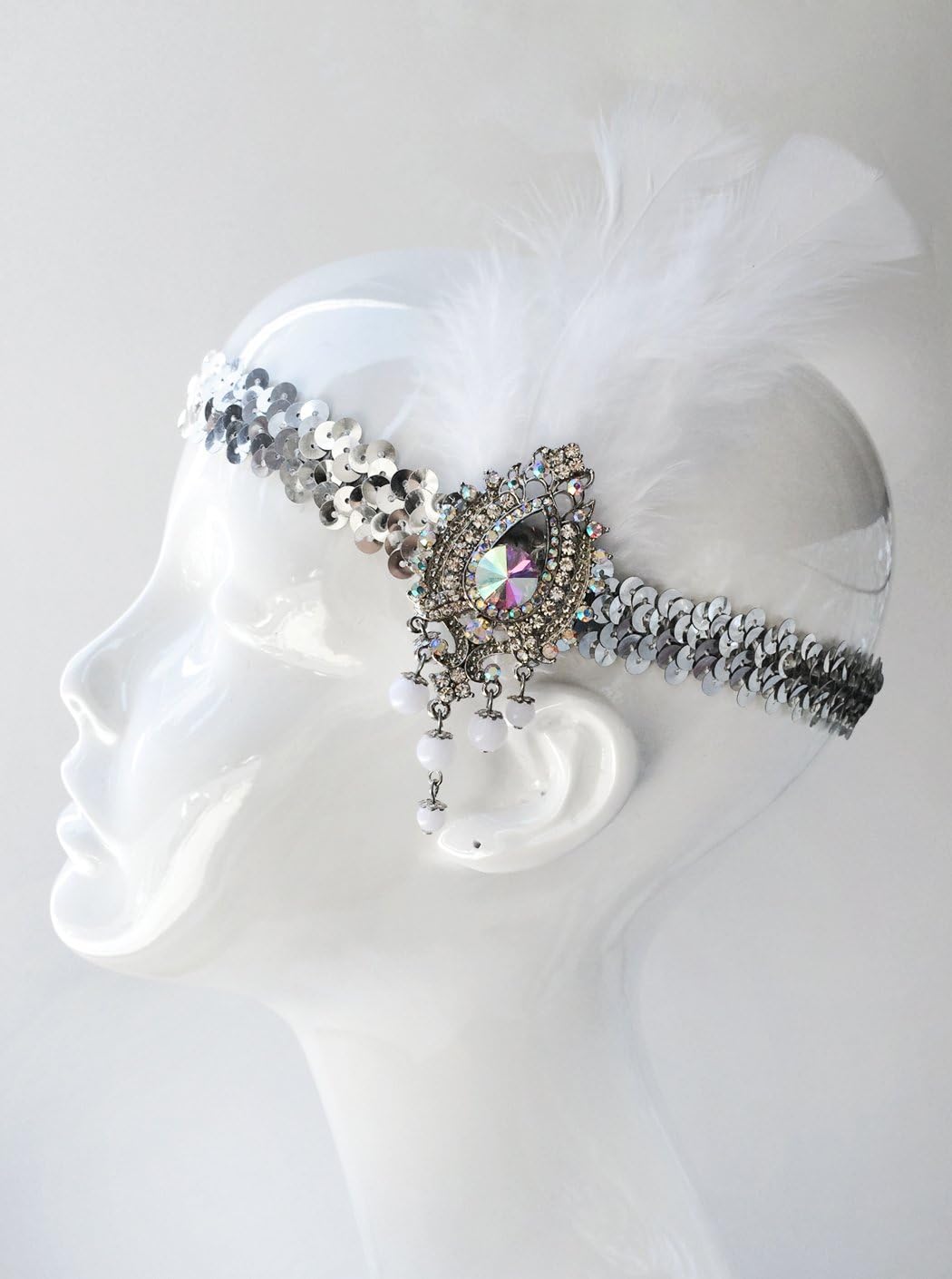 A+O Flapper Headband Gatsby Headpiece Costume - Gold, Black, Silver, Blue