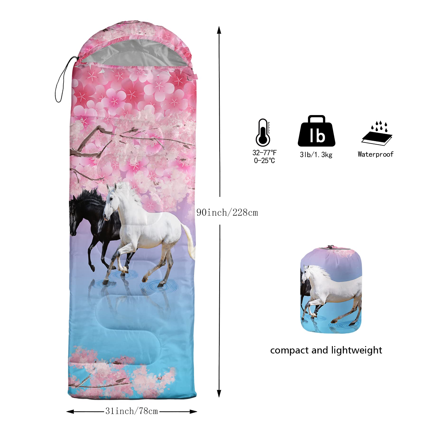 QOOMO Camping-Schlafsack 3 Jahreszeiten wasserdicht leicht Erwachsene Kinder Outdoor