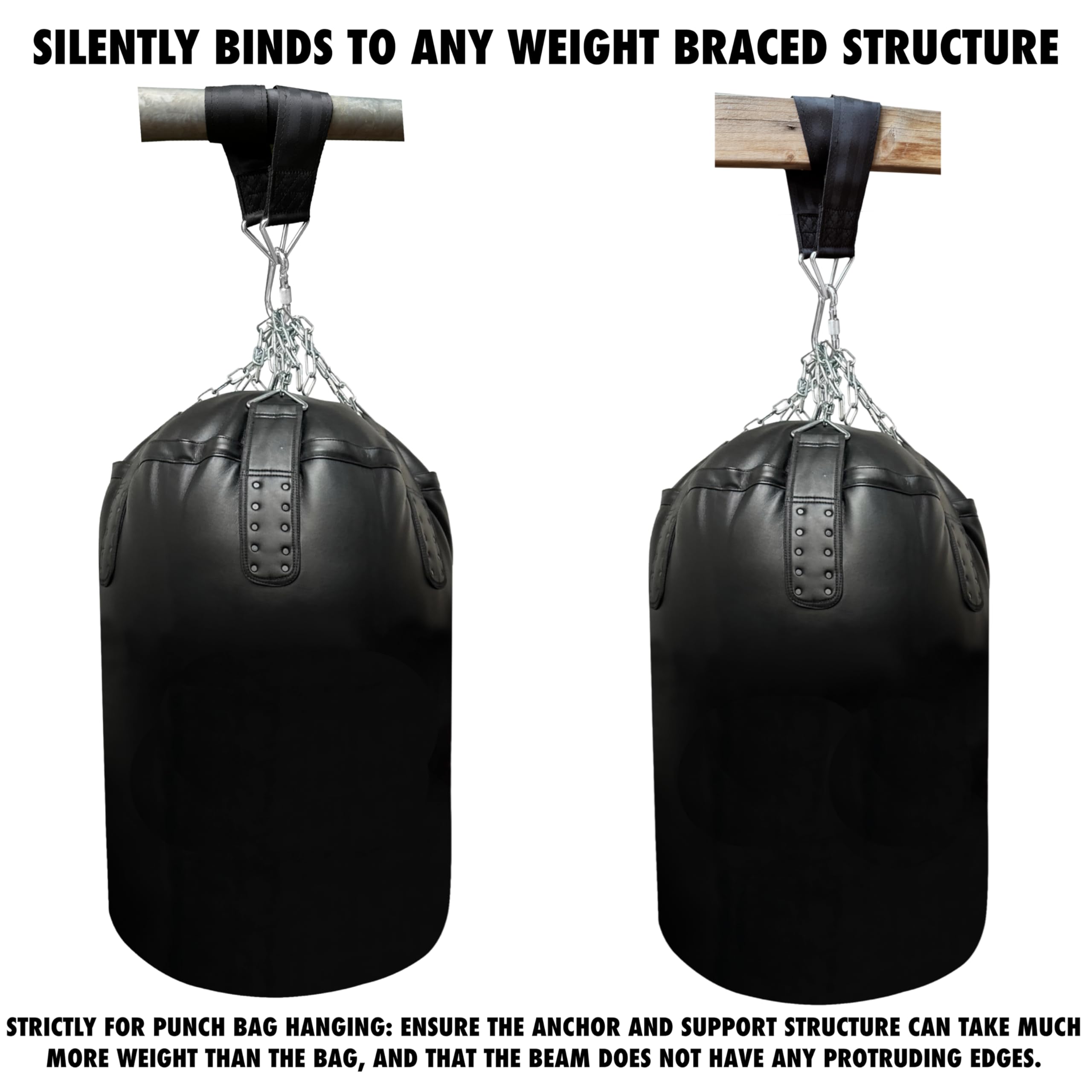 BULL DOZA FIGHT WEAR Heavy Duty Punch Bag Hanging Strap – Three Sizes | Extremely Strong Boxing Bag Hanger | Durable, Adjustable Punching Bag Holder for Home Gym & Training