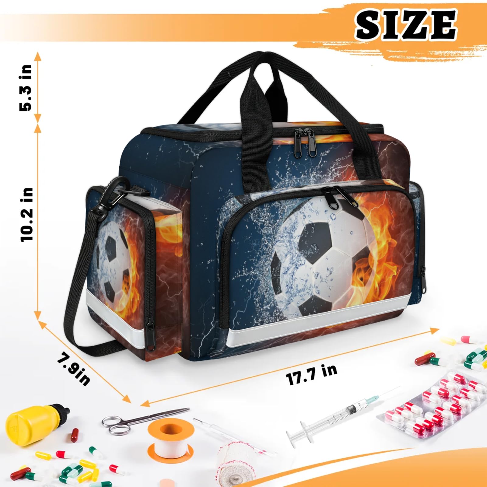 GzLeyigou First Aid Bags Empty, Water Fire Soccer Emergency Bag First Aid Kit Multiple Compartment Kit Carrier On Call Trauma Bag For Paramedics Emergency Medical Supplies Kit