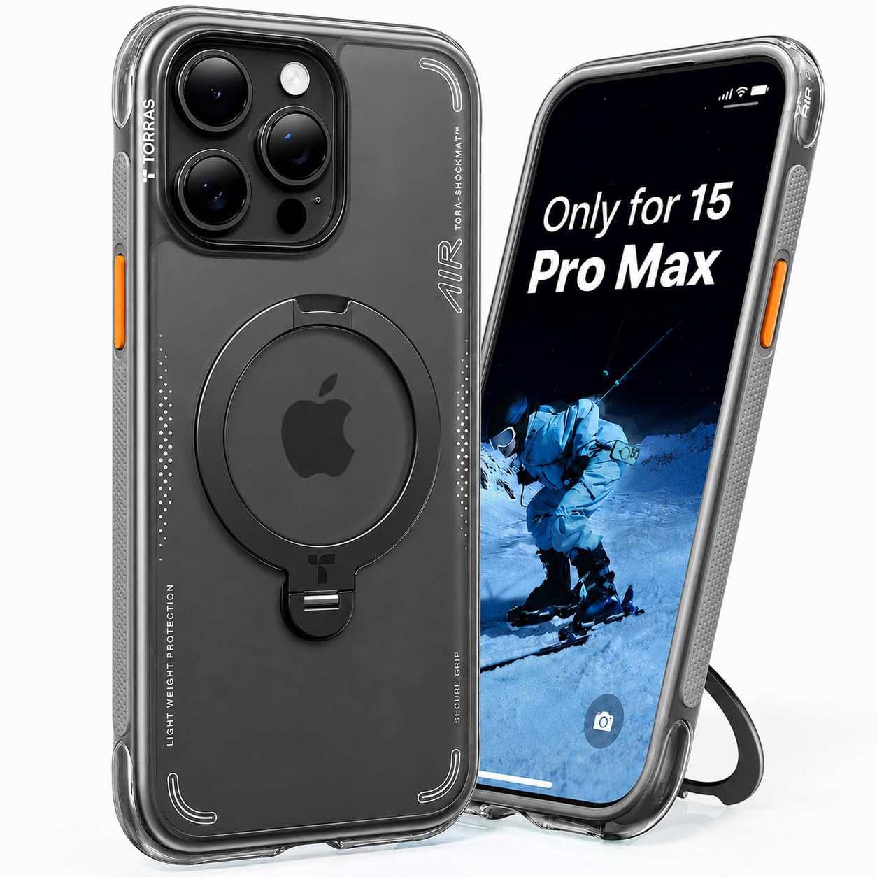 TORRAS Ostand Q3 Air for iPhone 15 Pro Max Case with Stand, Shockproof