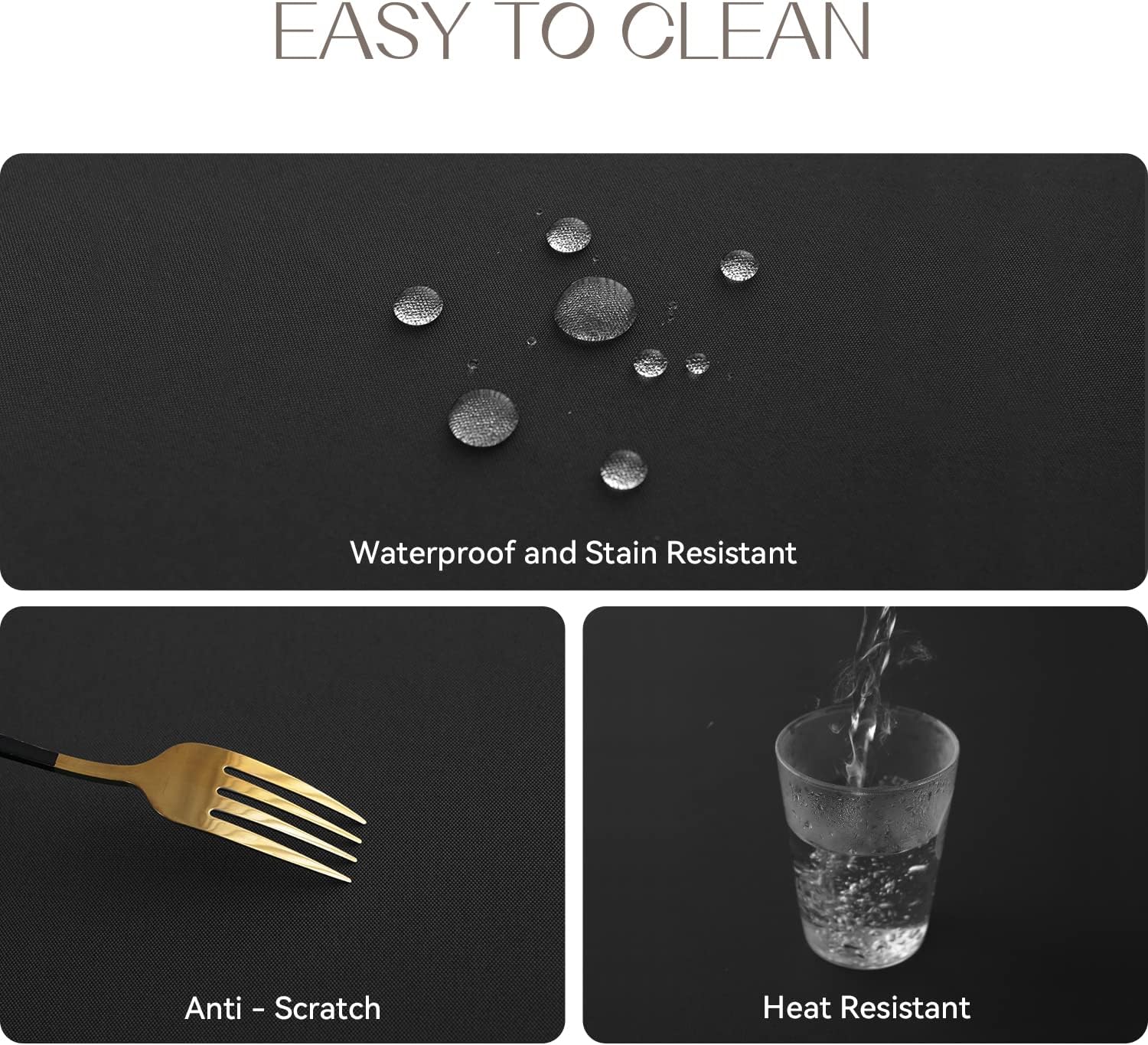 Romanstile Rectangle Tablecloth - Waterproof and Wrinkle Resistant Washable Polyester Table Cloth for Kitchen Dining/Party/Wedding Indoor and Outdoor Use (60 x 84 inch,Black) Black 60 x 84 Inch