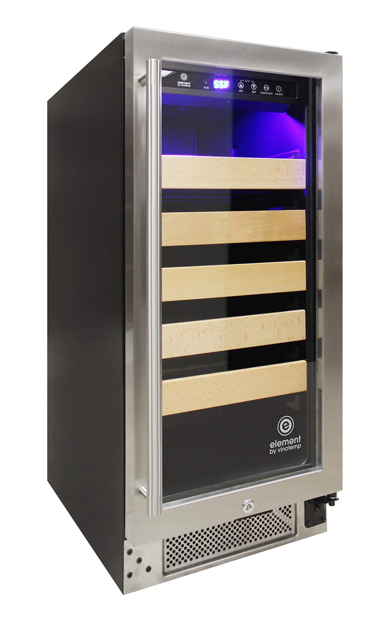 Vinotemp 25 Bottle Wine Cooler Refrigerator Freestanding or Built-in Wine Fridge with Single Zone Temperature Control, Front Venting with Glass Door and Safety Lock, 25 Bottle, Stainless Steel on Fridge.com