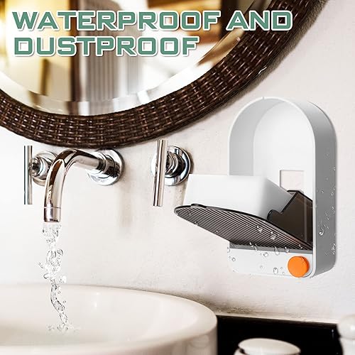 Miniatura 3 de NiHome 2 cajas de jabón para montar en la pared con cubierta y drenaje para ducha, instalación sin perforaciones, impermeable, a prueba de polvo,