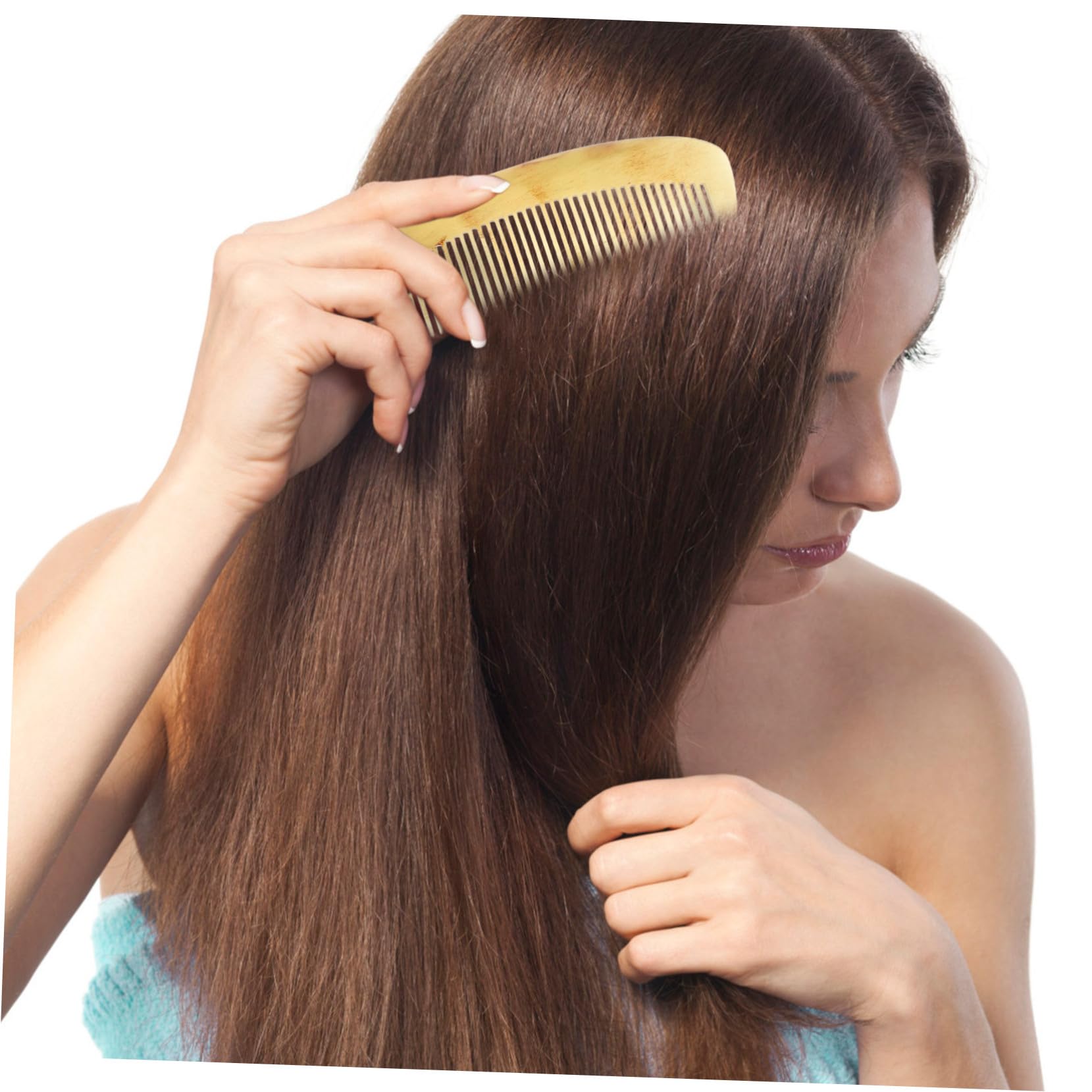 Pettine Donna in Corno Naturale Antistatico Portatile | Lisciante per Chioma, Lavorazione Fine, per Acconciature e Districatura Quotidiana