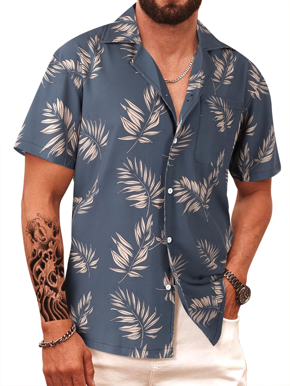 APTRO Herren Hawaiihemd Kurzarm Freizeit Urlaub Reise Shirt Sommer