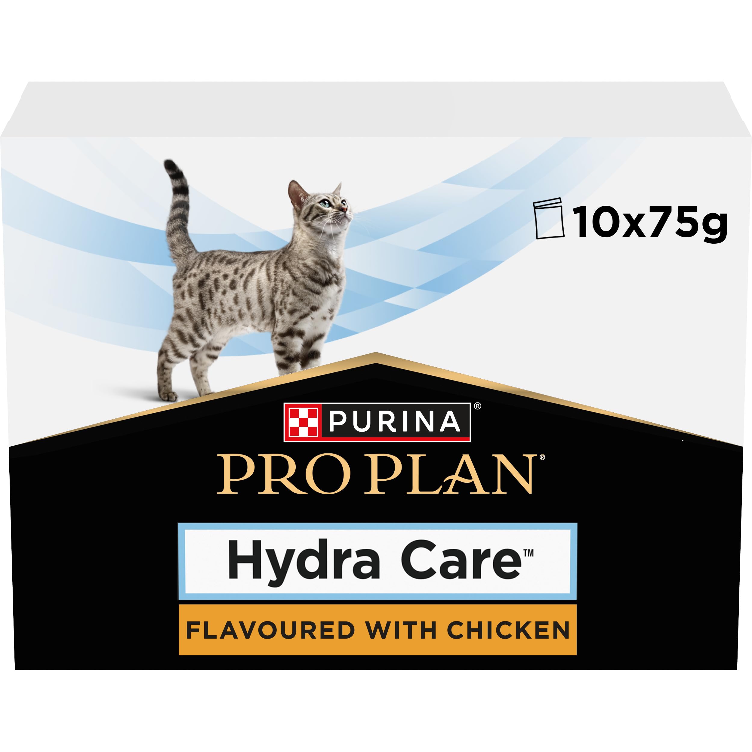 Purina Pro Plan Hydra Care, Cat Hydration Supplement with Chicken flavour, 10 x 75g