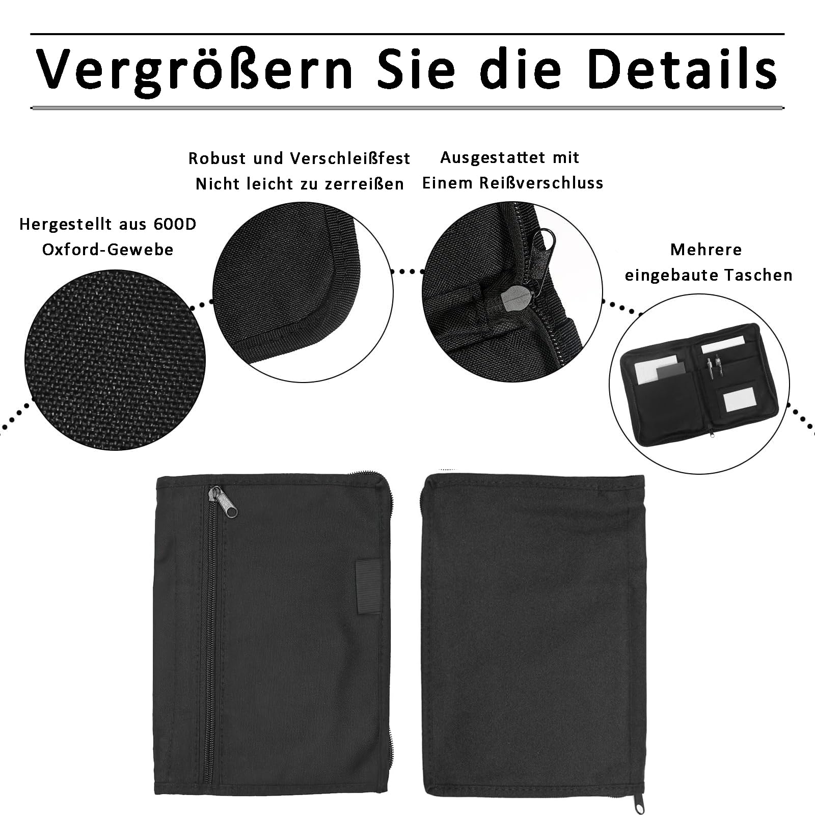 Carpeta de Guantera para Coches, 24 x 17,5 cm Organizador de Guantera, Organizador de Guantera Portátil para Coche, Cartera Organizadora de Guantera, Multiusos Bolsa Con Cremallera de Coche