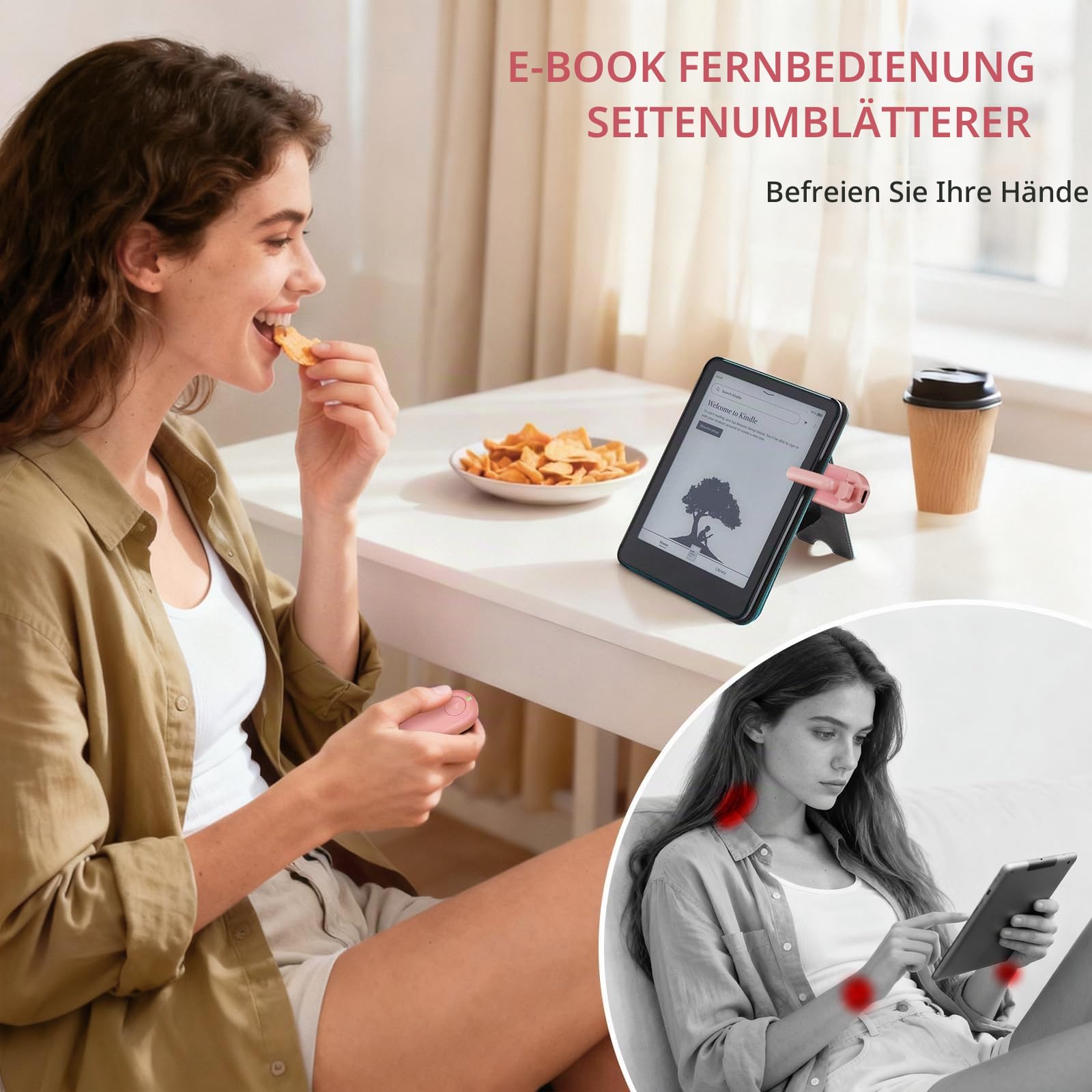 CoBak Seitenumblätter mit Fernbedienung für Kindle Paperwhite, Oasis, Voyage, iPad, iPhone & Kobo – Kabellose RF-Verbindung ohne Bluetooth, 30 Tage Akku, Kamera-App-Steuerung exklusiv für iOS