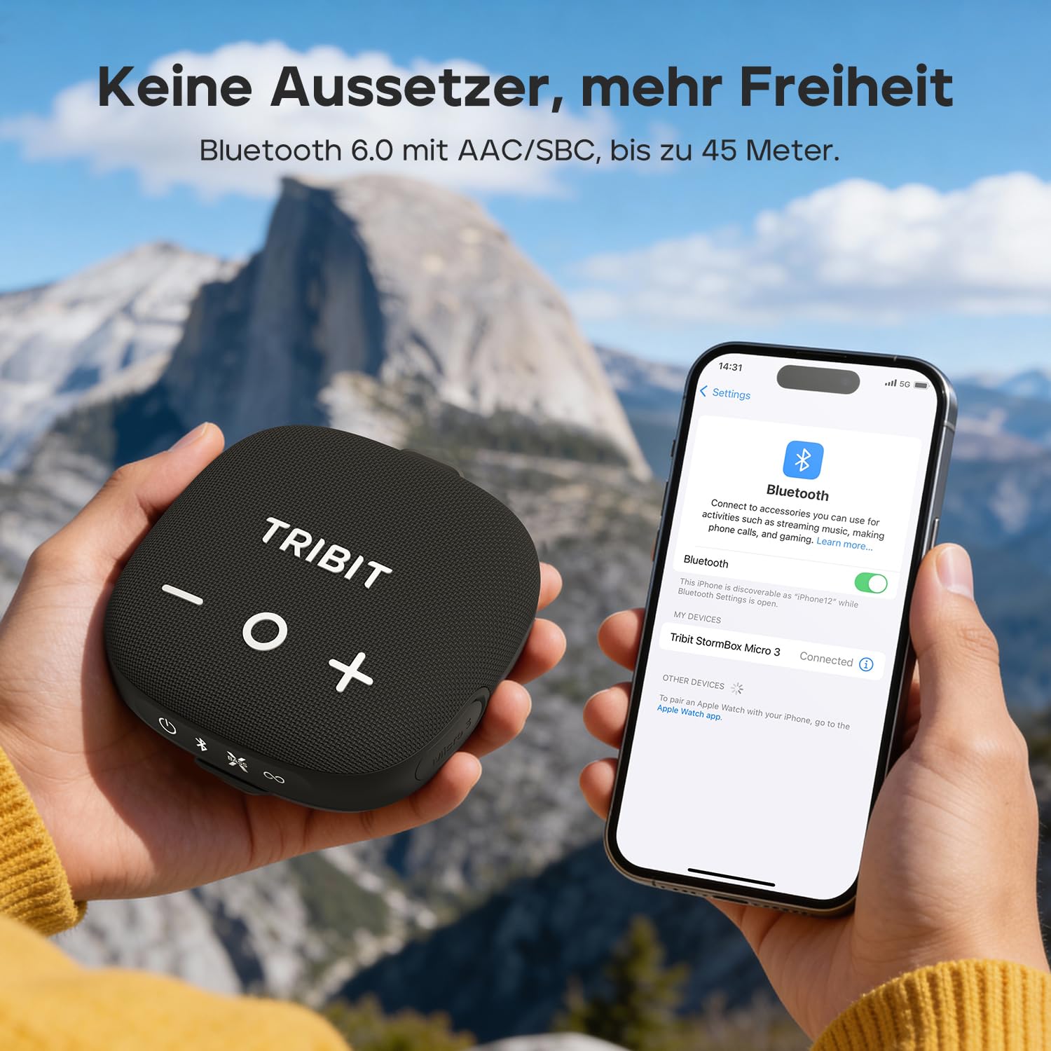 Tribit StormBox Micro 3 Bluetooth Lautsprecher mit 13W XBass Sound, Bluetooth 6.0, 24 Std., IP68 Wasserdicht, TWS, Fahrradlautsprecher mit Gurt & Magnetische Fixierung für Golf, Outdoor und Reisen