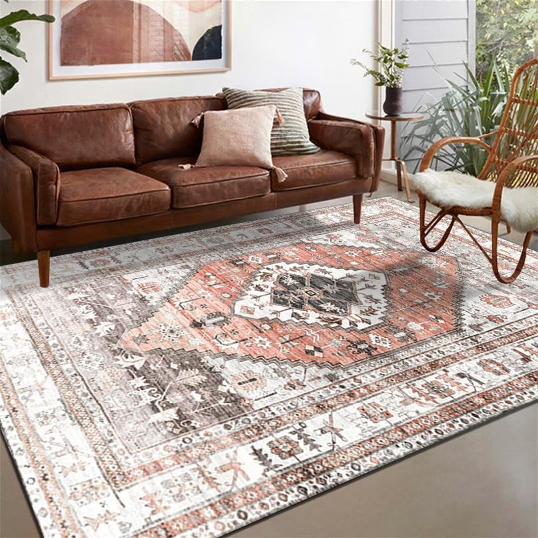 Tapis de Salon Rouge 200X290CM en Velours Cristal pour Couloir