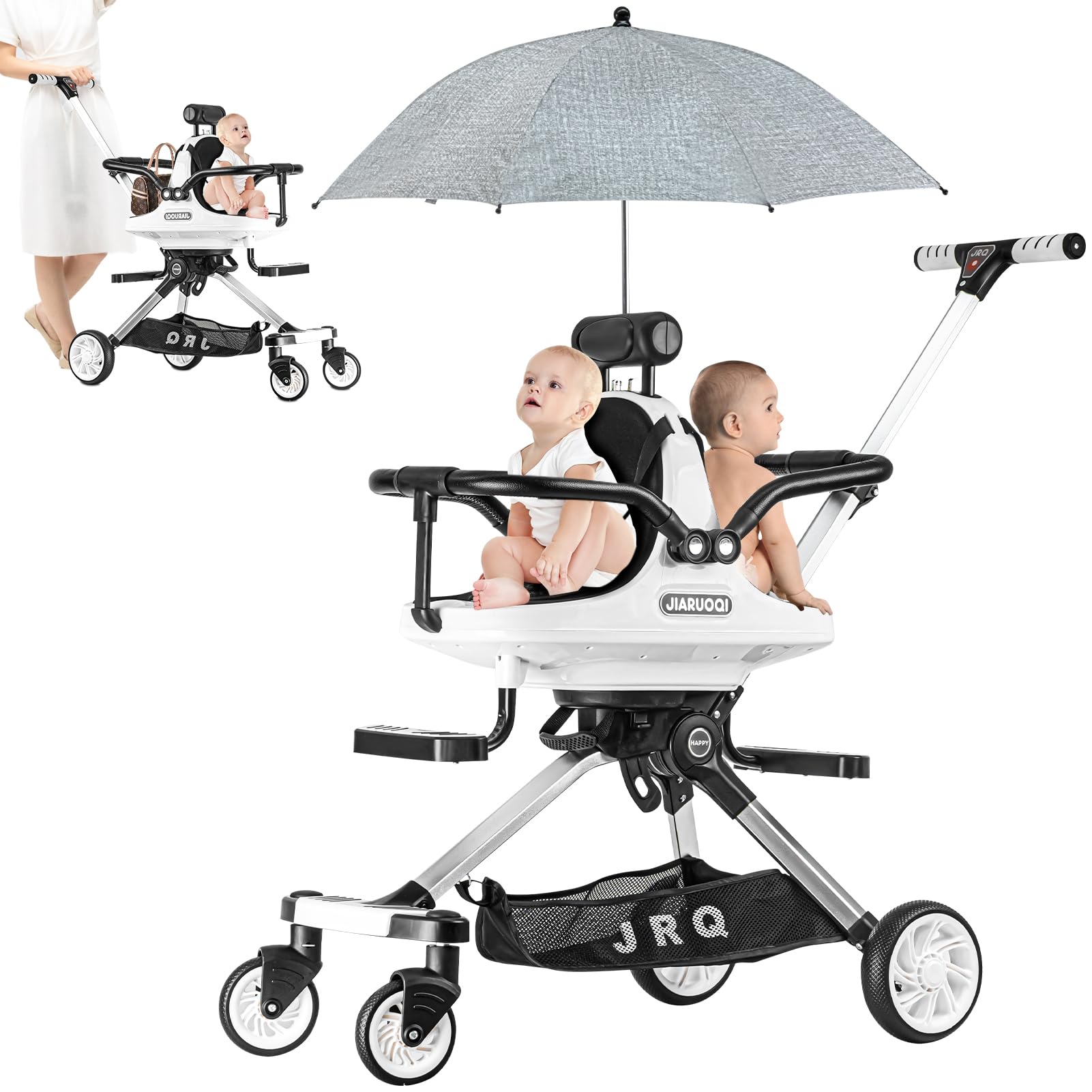 Single?Double Stroller, Foldable Double Stroller Newborn and Toddler
