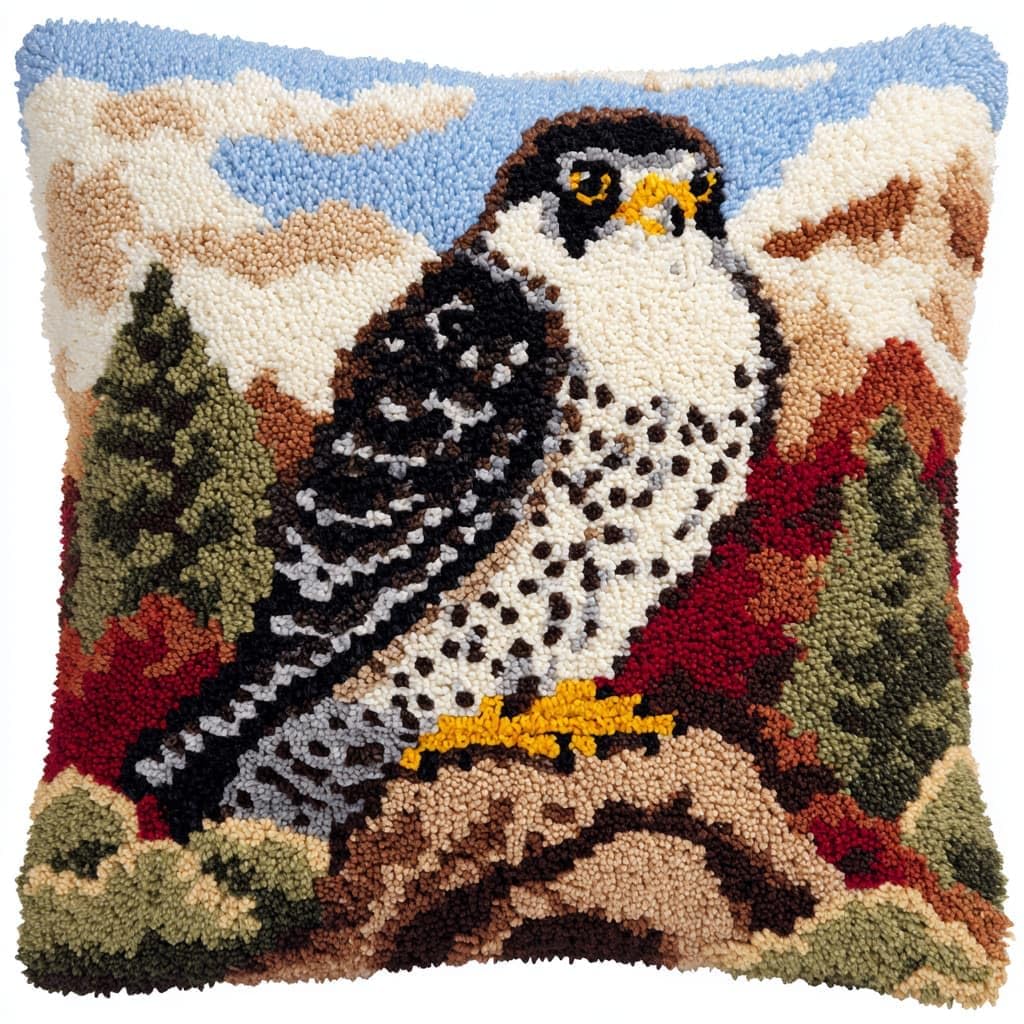 Taxpy Latch Hook Pillow Case Embroidery Kits, Animal Eagle DIY Needlework Latch Hook Cushion Cover Kits,Sofa Cushion Cover,17x17inch